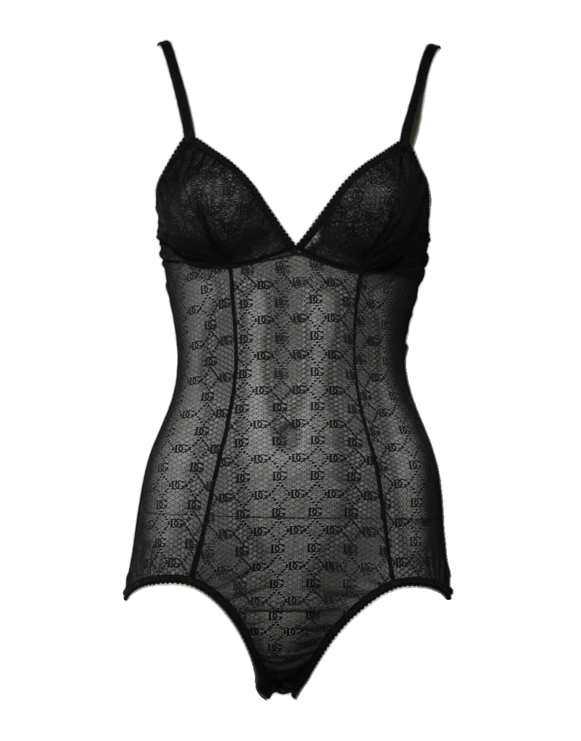 Dolce & Gabbana Black Nylon Stretch Bodysuit Lingerie Underwear Glam Steals