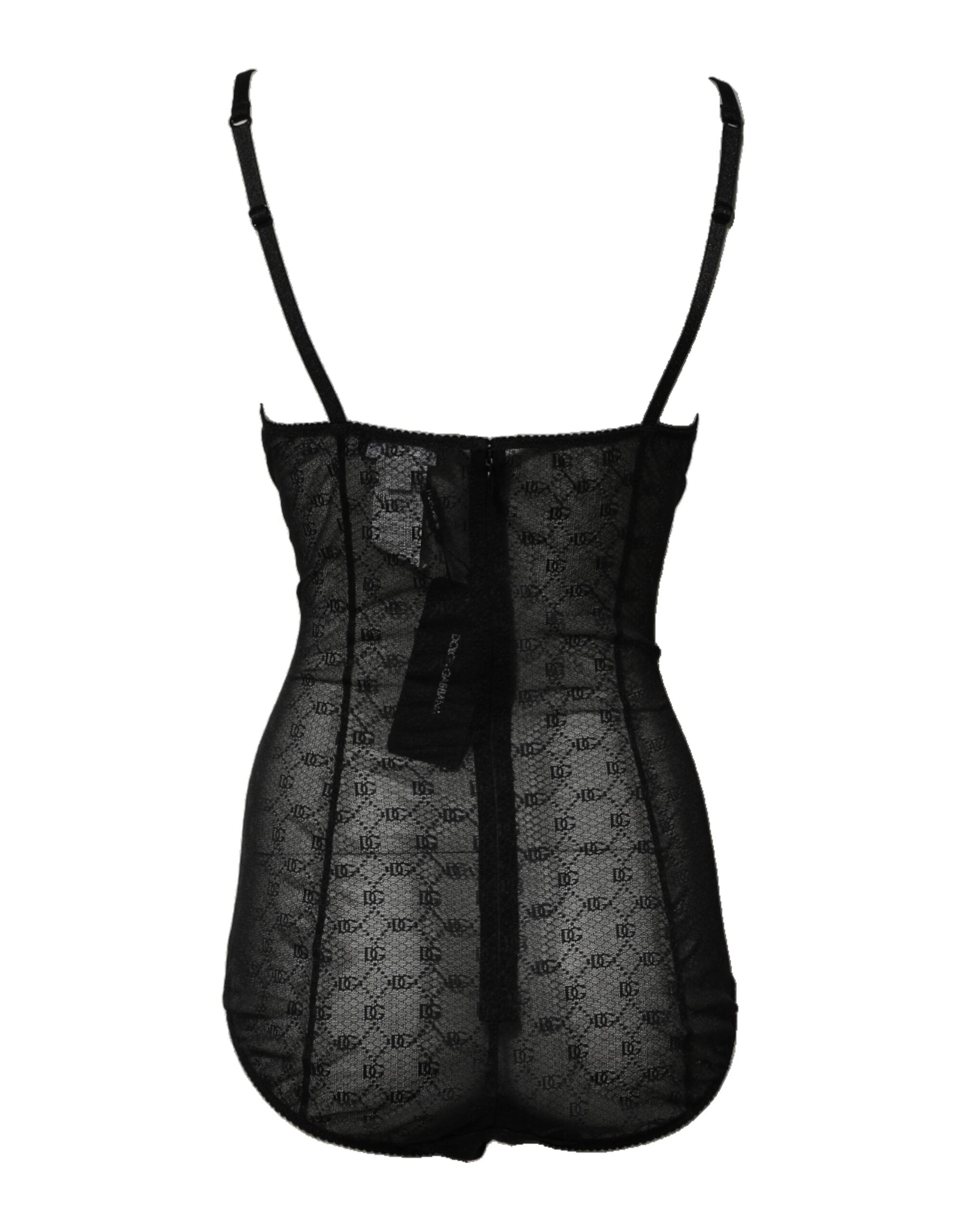 Dolce & Gabbana Black Nylon Stretch Bodysuit Lingerie Underwear Glam Steals