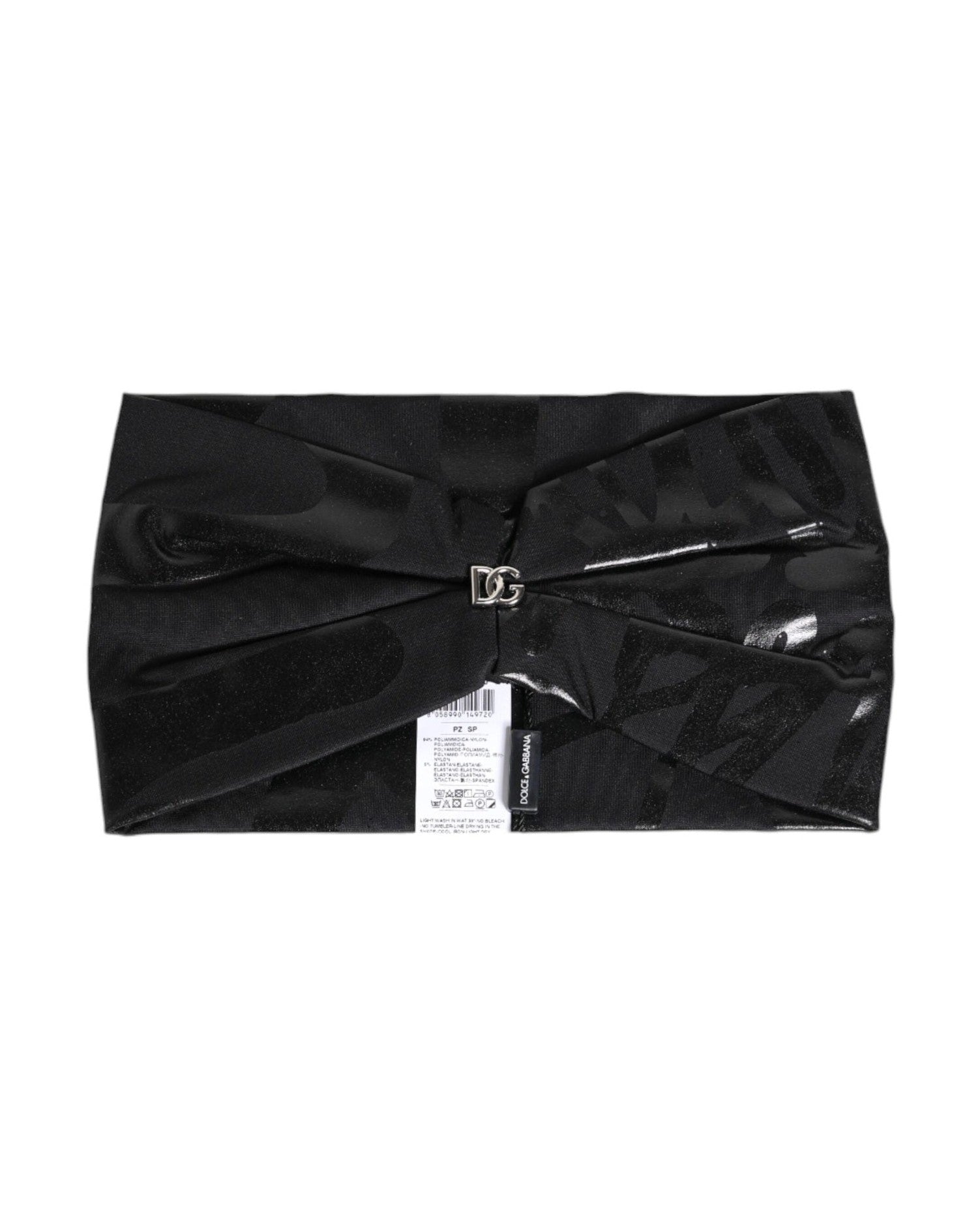 Dolce & Gabbana Black Nylon Stretch Dg Logo Head Band Hat Glam Steals