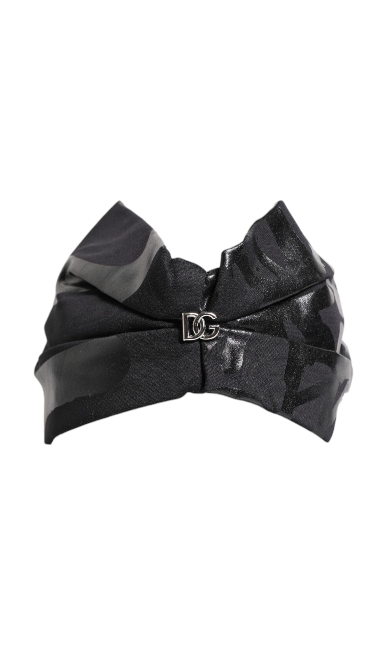 Dolce & Gabbana Black Nylon Stretch Dg Logo Head Band Hat Glam Steals
