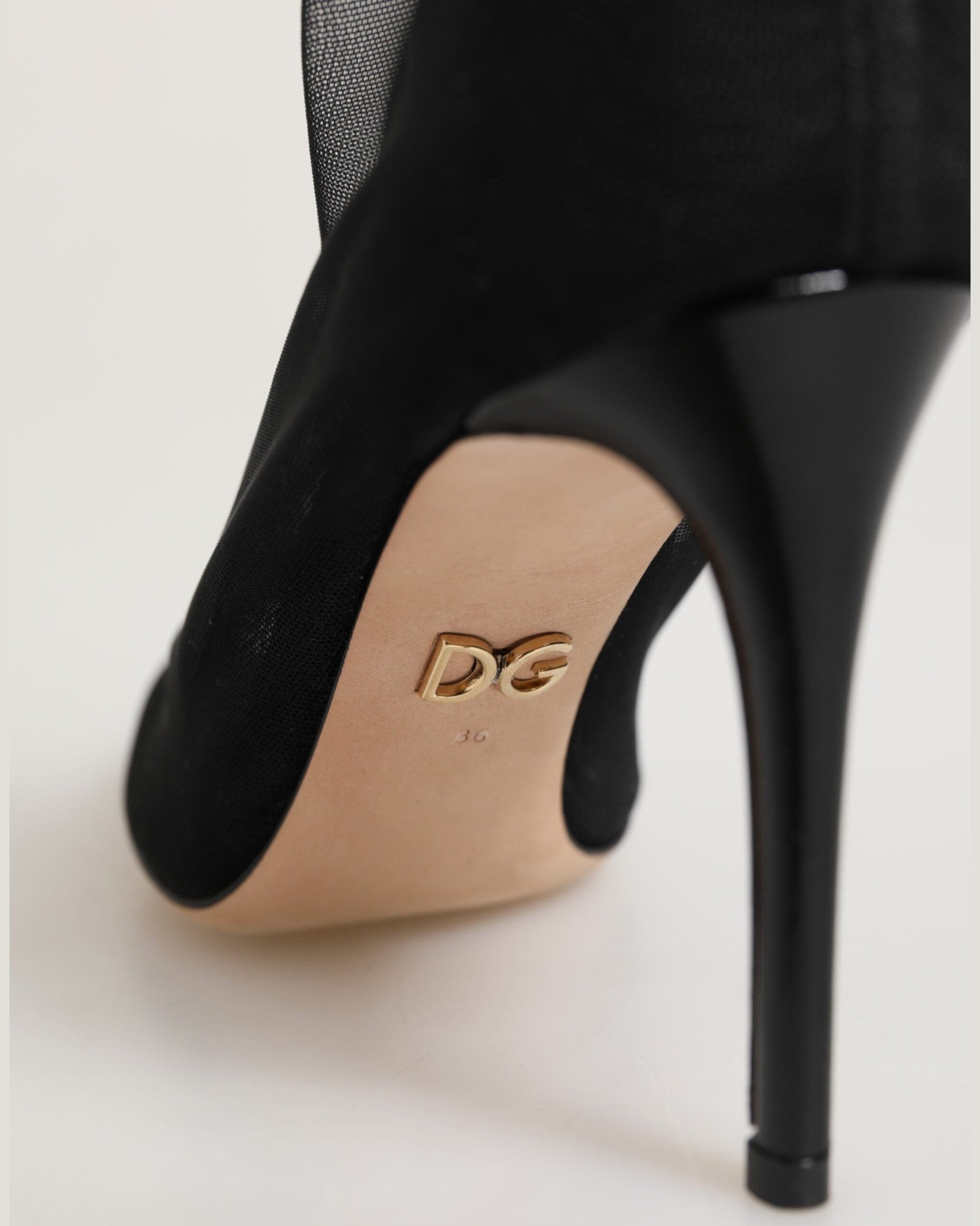 Dolce & Gabbana Black Nylon Stretch Mesh Sock Boots Shoes Glam Steals