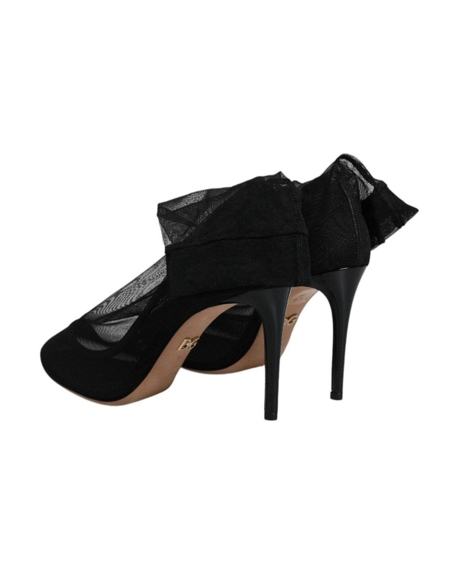 Dolce & Gabbana Black Nylon Stretch Mesh Sock Boots Shoes Glam Steals