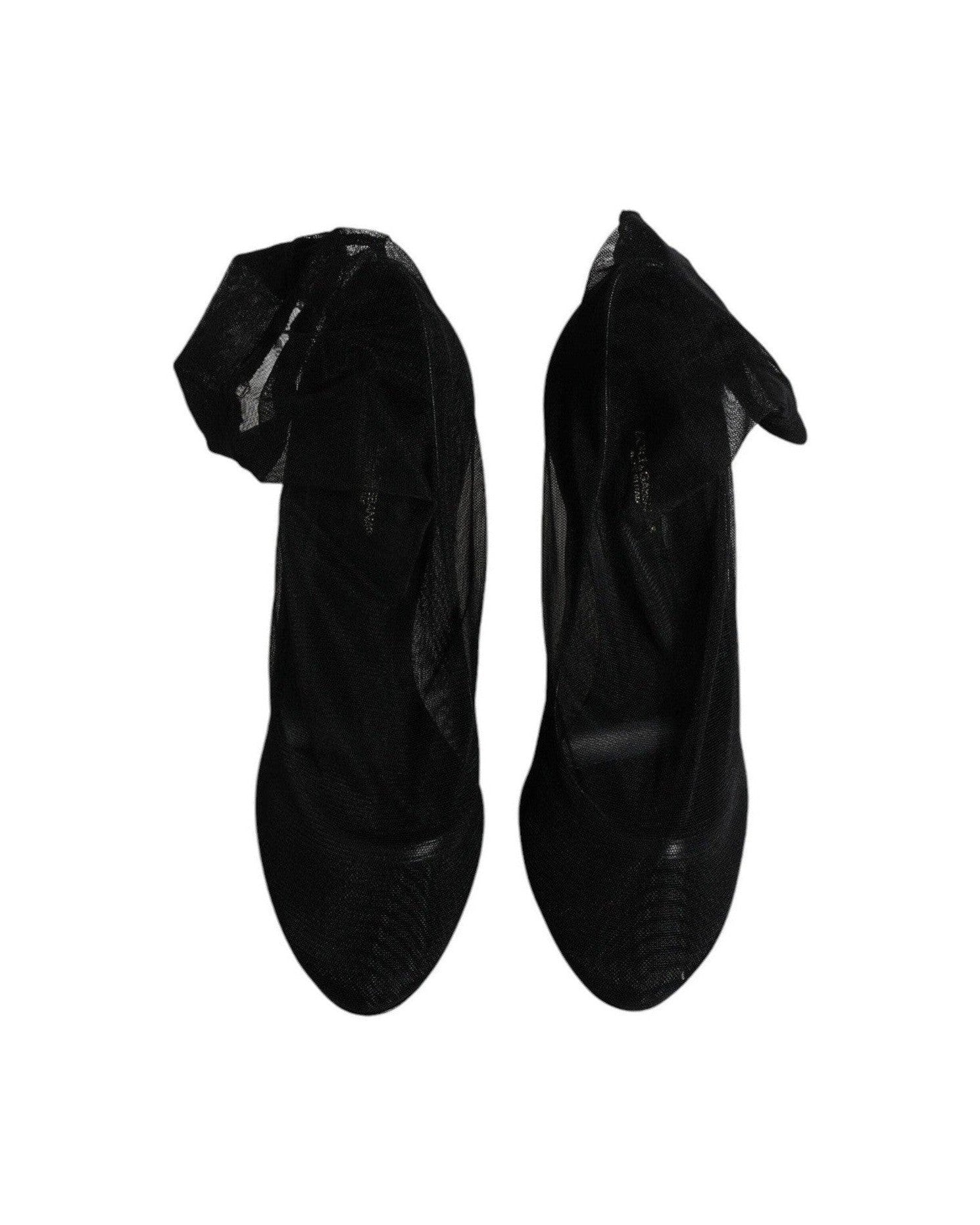 Dolce & Gabbana Black Nylon Stretch Mesh Sock Boots Shoes Glam Steals