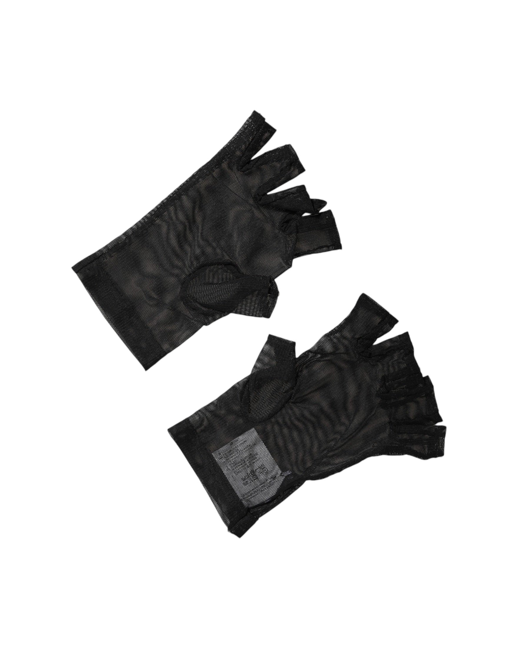 Dolce & Gabbana Black Nylon Wrist Length Fingerless Mitten Gloves Glam Steals