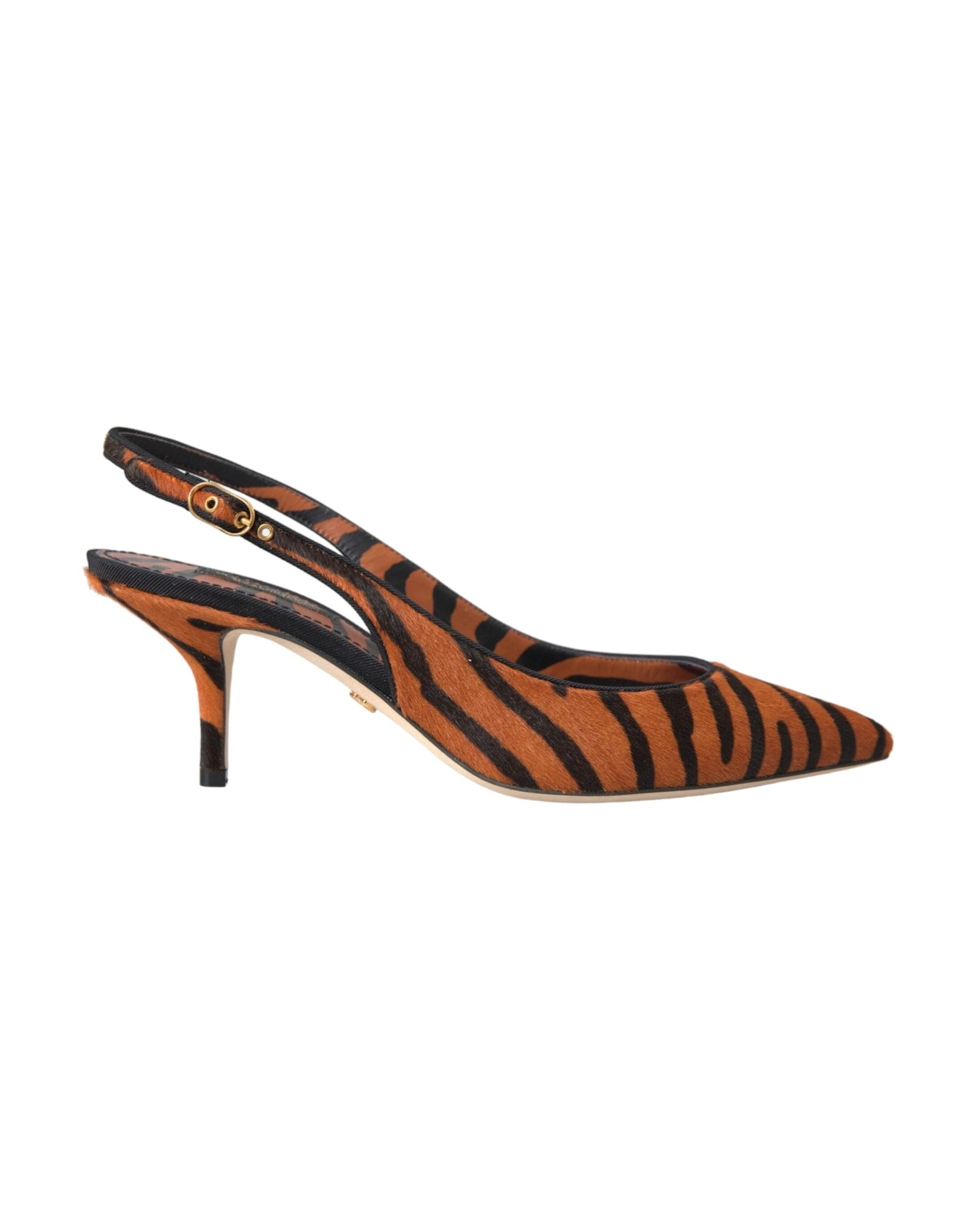 Dolce & Gabbana Black Orange Zebra Leather Slingbacks Shoes Glam Steals