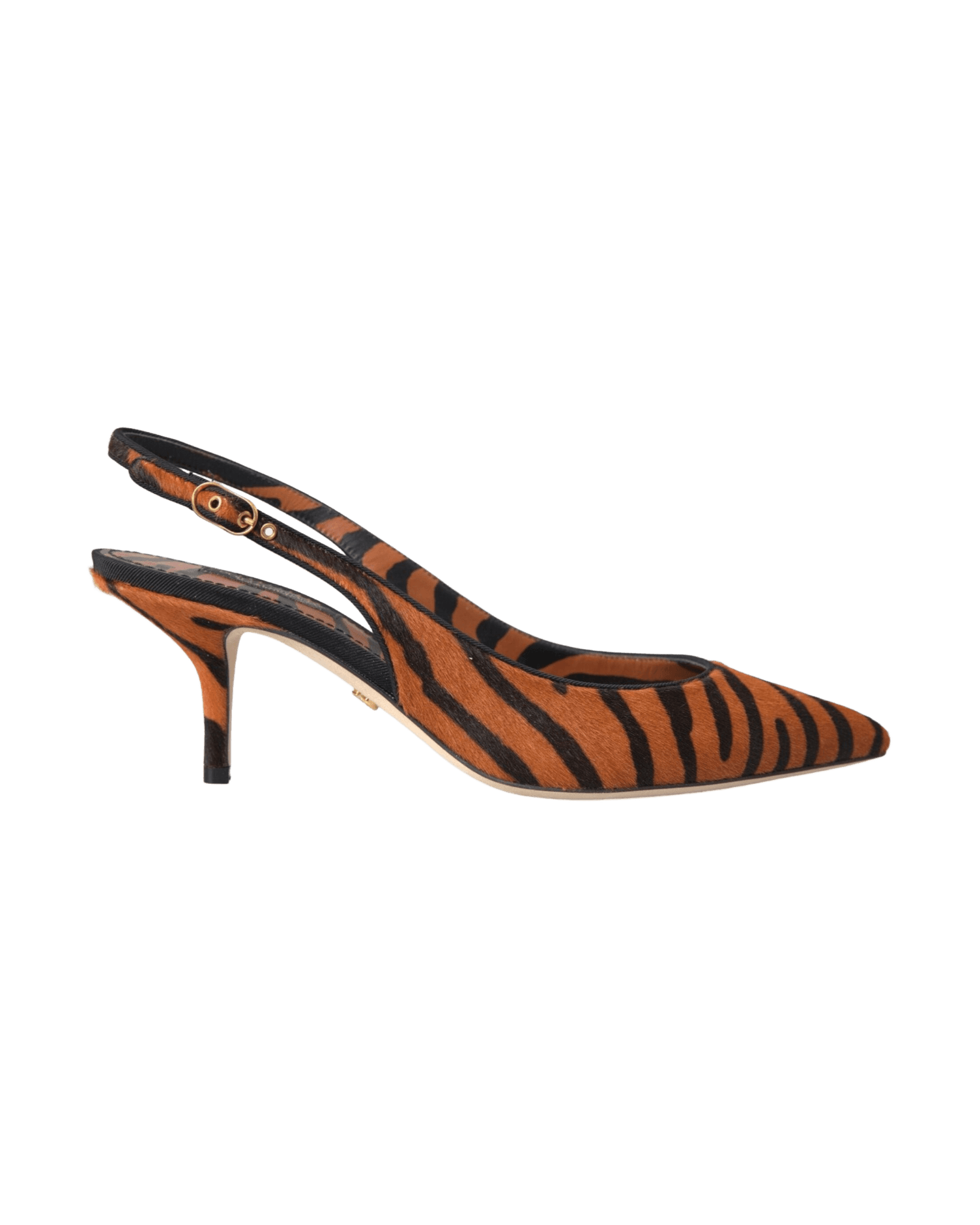 Dolce & Gabbana Black Orange Zebra Leather Slingbacks Shoes Glam Steals