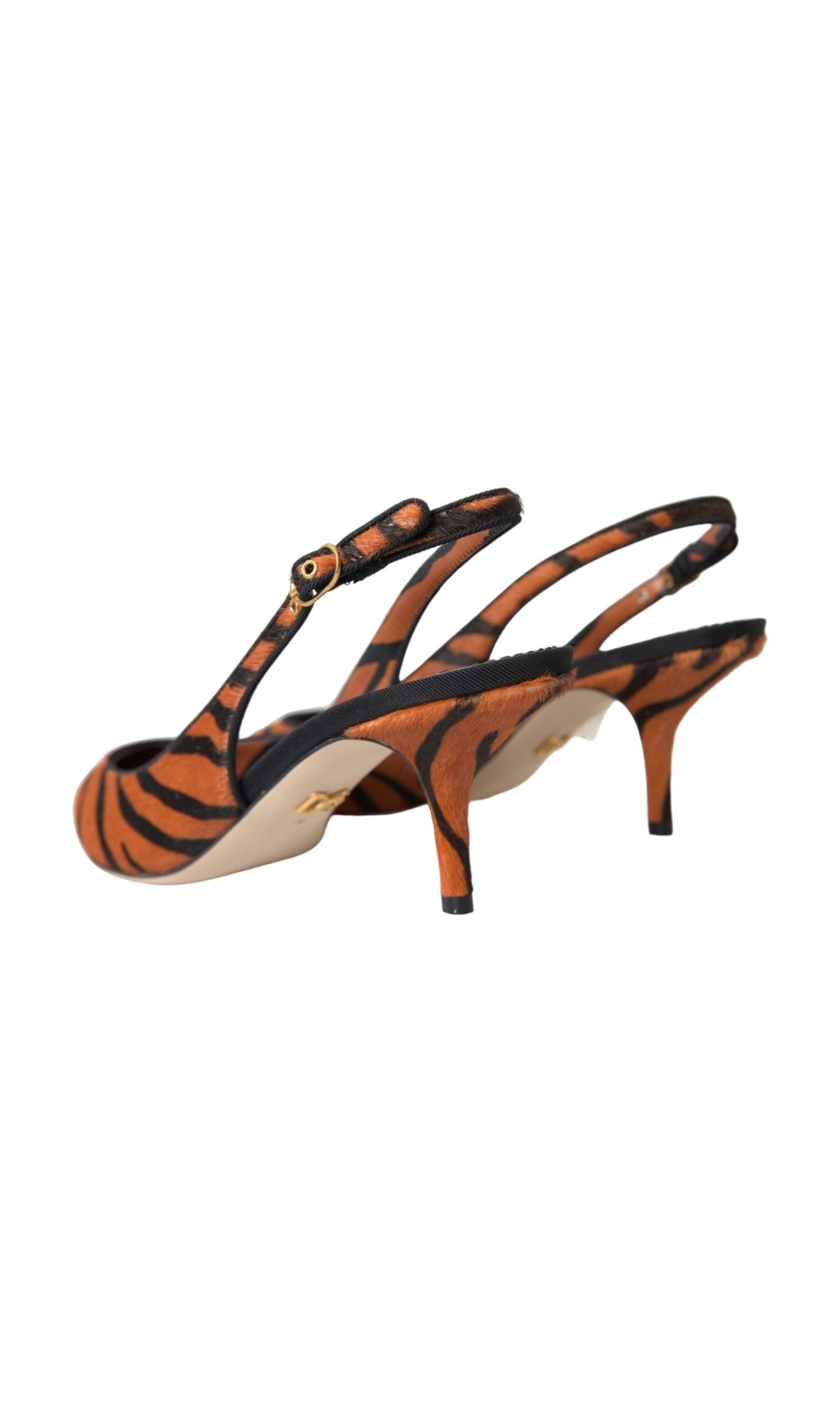 Dolce & Gabbana Black Orange Zebra Leather Slingbacks Shoes Glam Steals