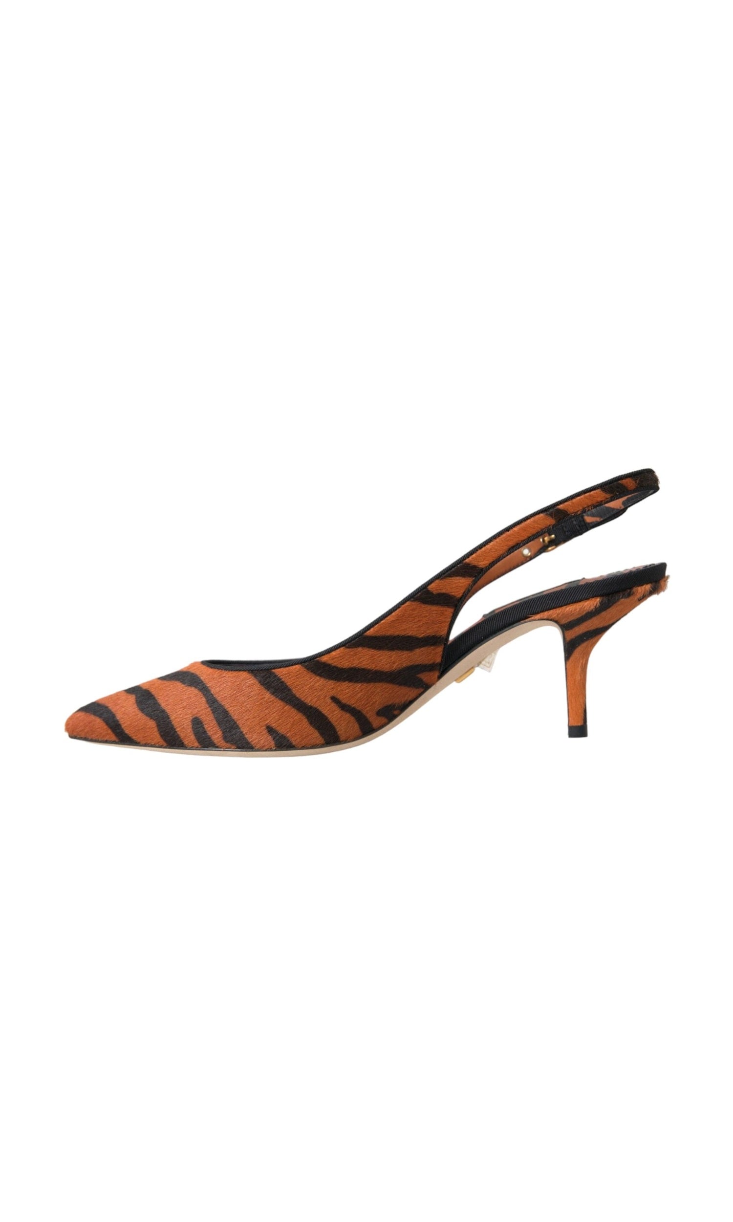 Dolce & Gabbana Black Orange Zebra Leather Slingbacks Shoes Glam Steals