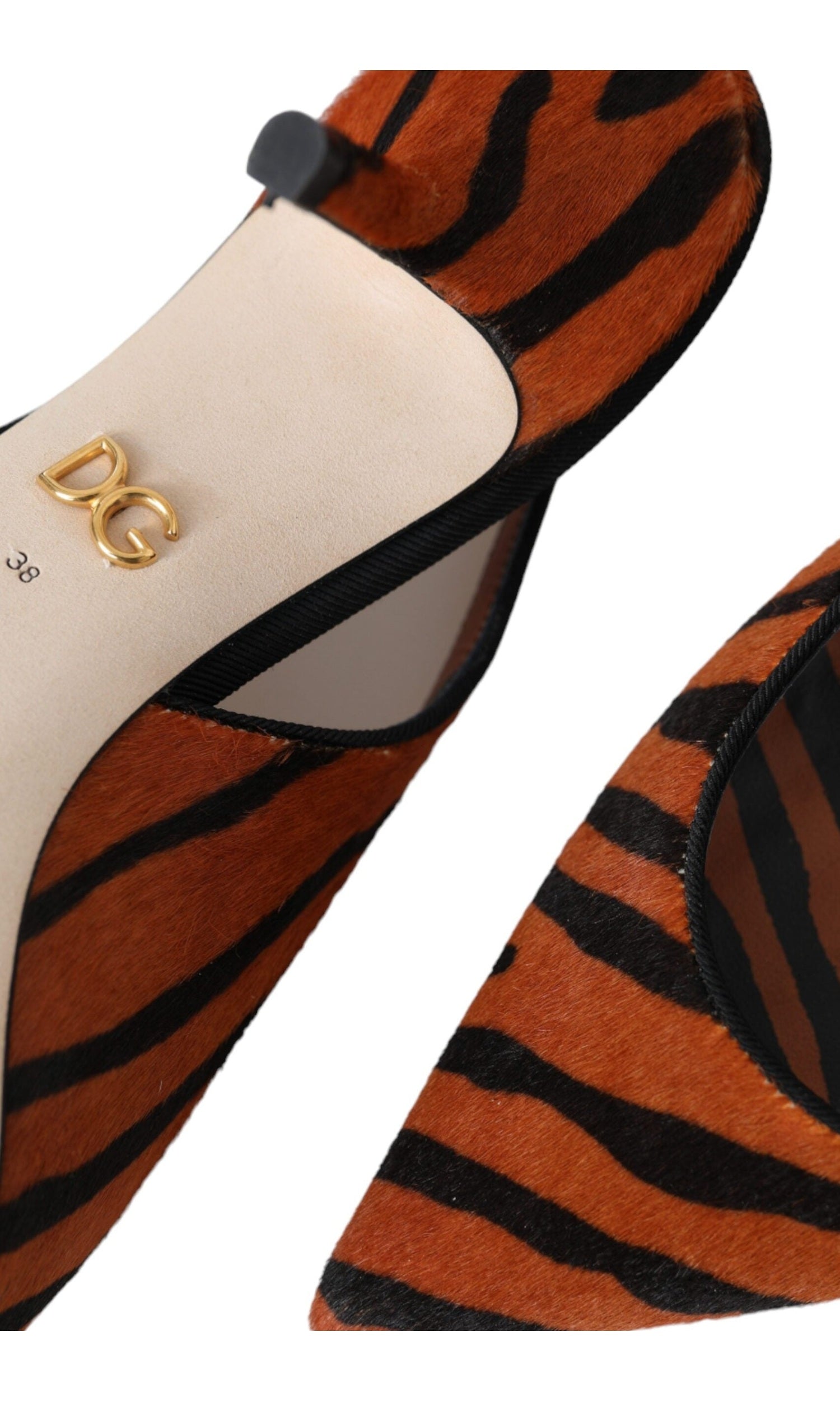 Dolce & Gabbana Black Orange Zebra Leather Slingbacks Shoes Glam Steals