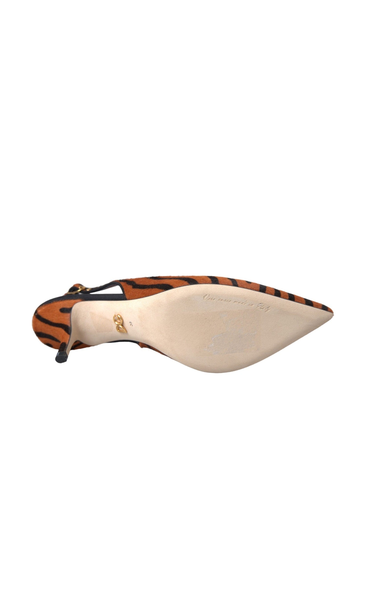 Dolce & Gabbana Black Orange Zebra Leather Slingbacks Shoes Glam Steals