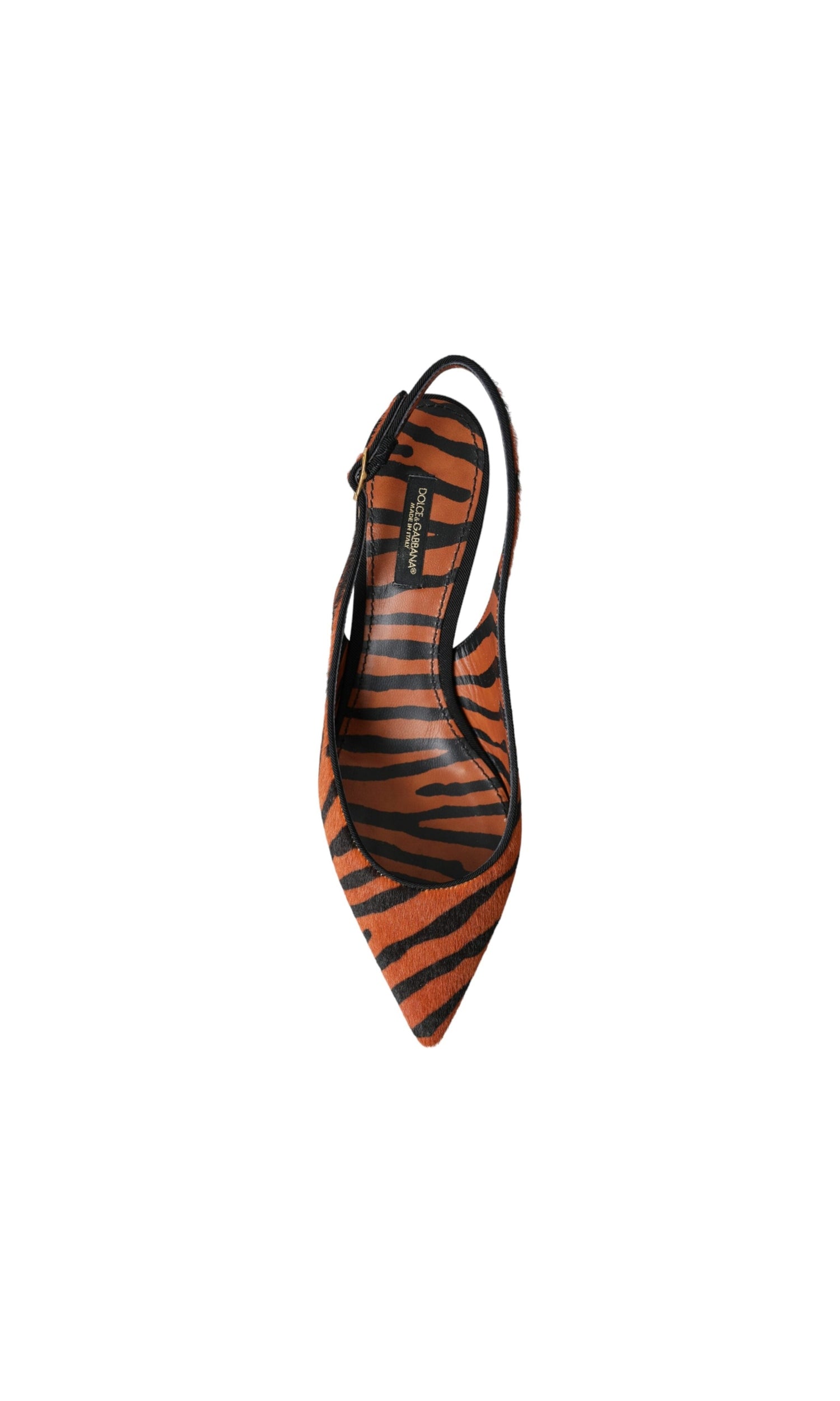 Dolce & Gabbana Black Orange Zebra Leather Slingbacks Shoes Glam Steals
