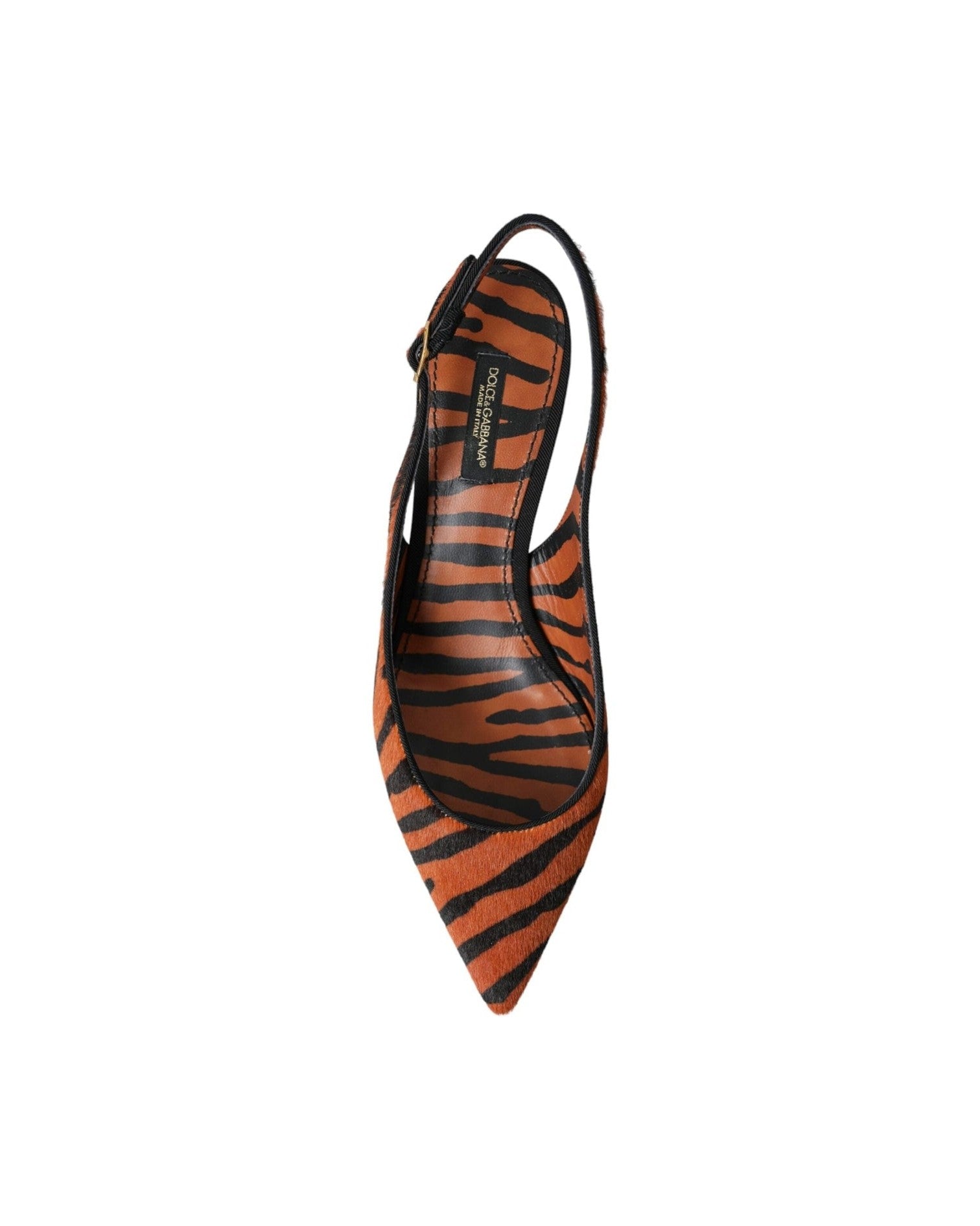 Dolce & Gabbana Black Orange Zebra Leather Slingbacks Shoes Glam Steals