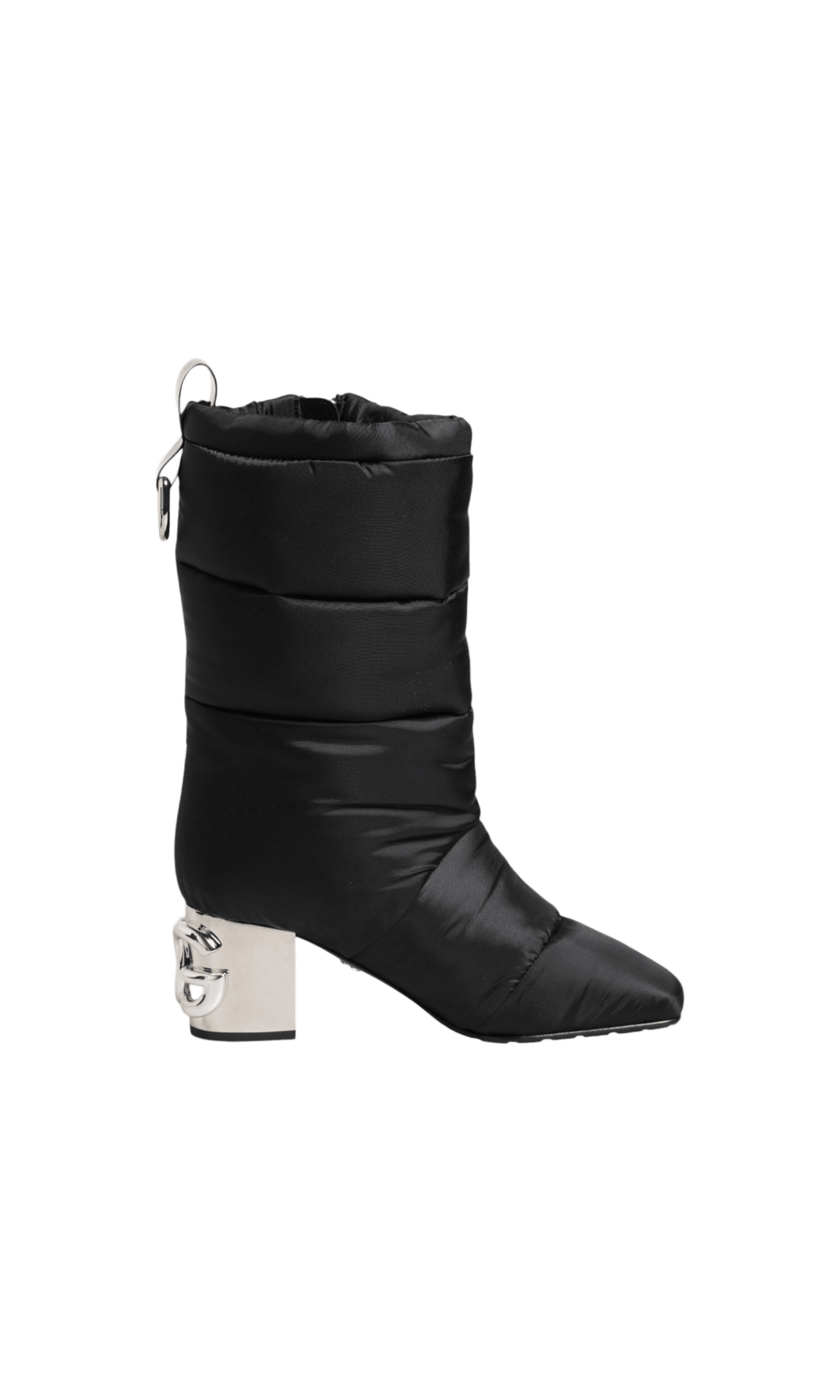 Dolce & Gabbana Black Padded Mid Calf Logo Heel Boots Shoes Glam Steals