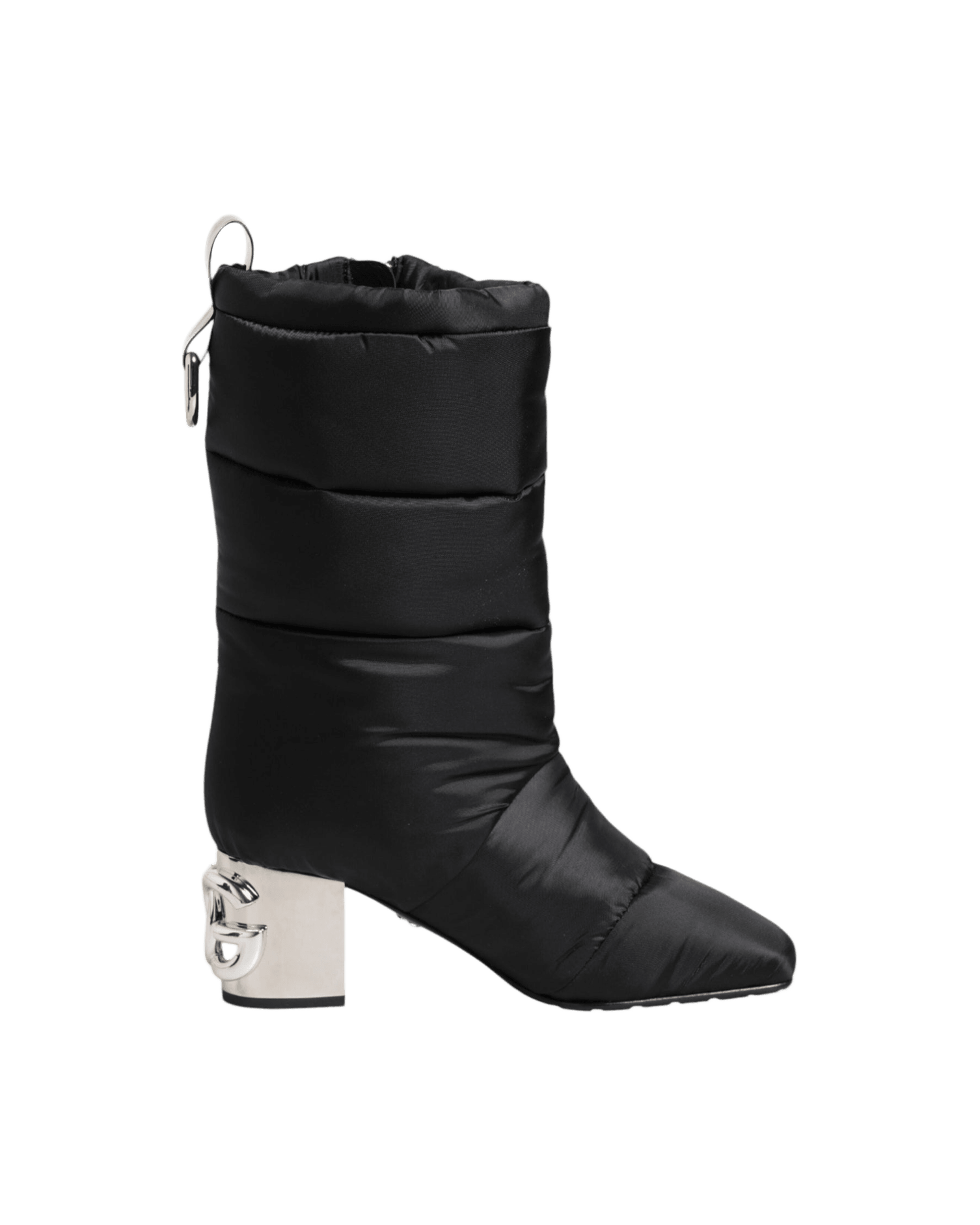 Dolce & Gabbana Black Padded Mid Calf Logo Heel Boots Shoes Glam Steals