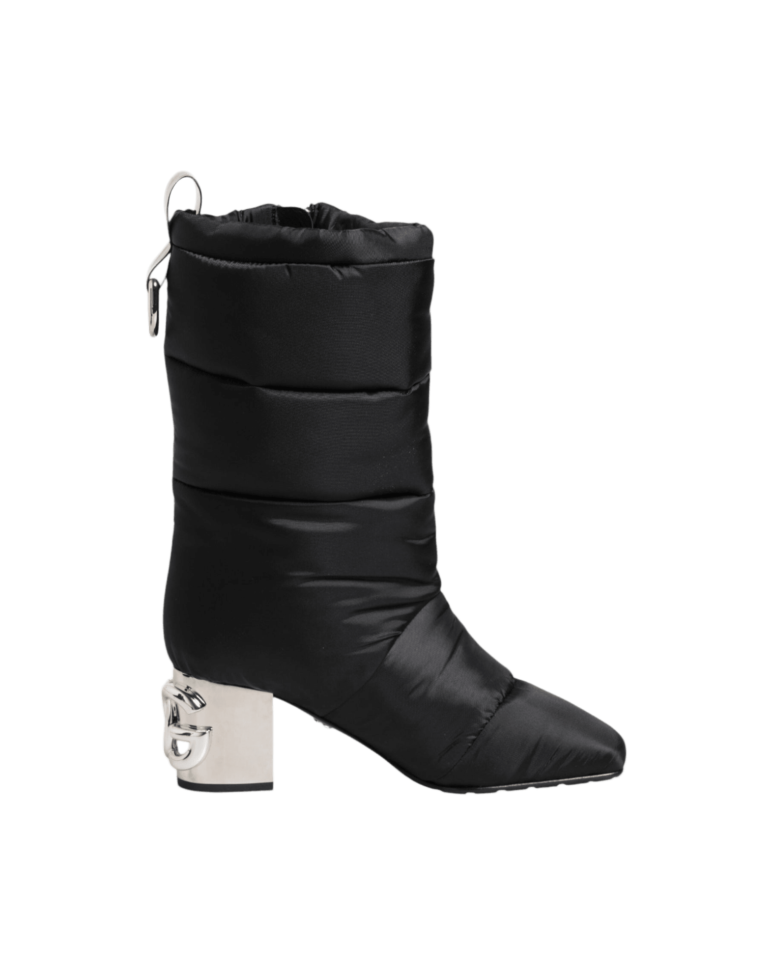 Dolce & Gabbana Black Padded Mid Calf Logo Heel Boots Shoes Glam Steals