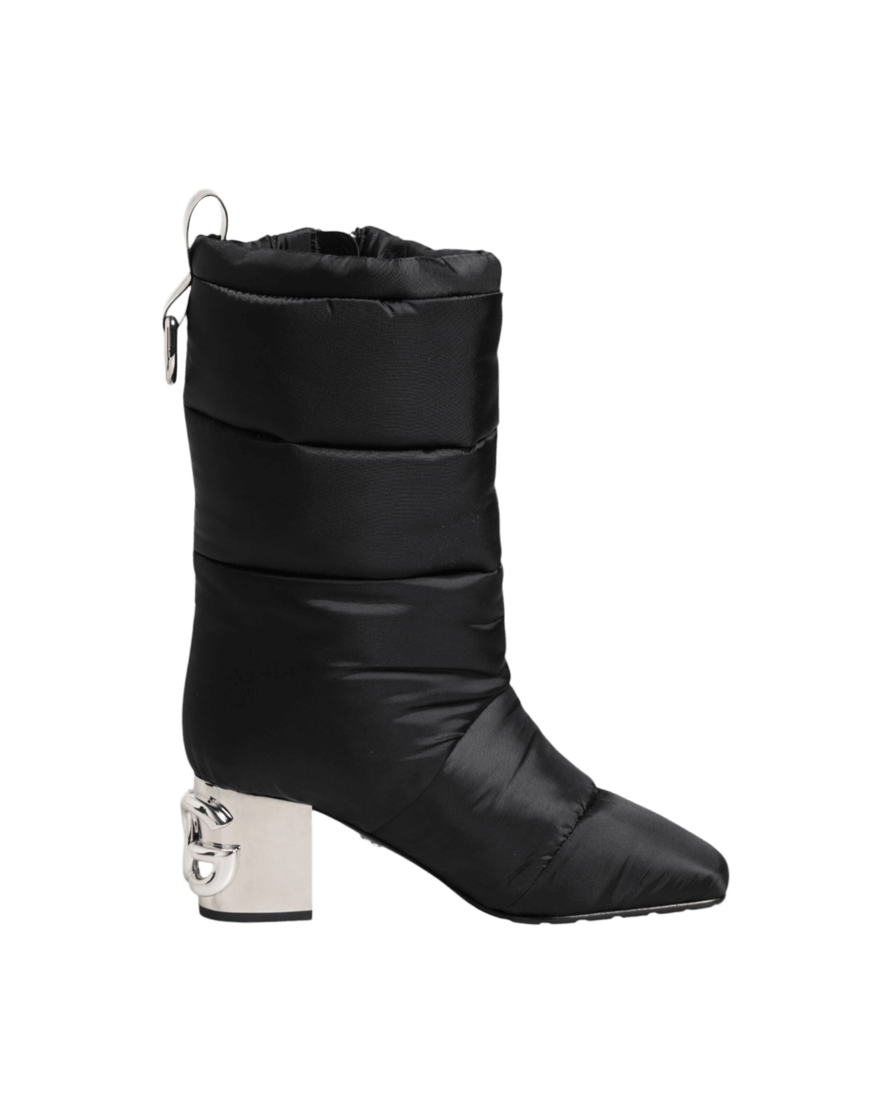 Dolce & Gabbana Black Padded Mid Calf Logo Heel Boots Shoes Glam Steals