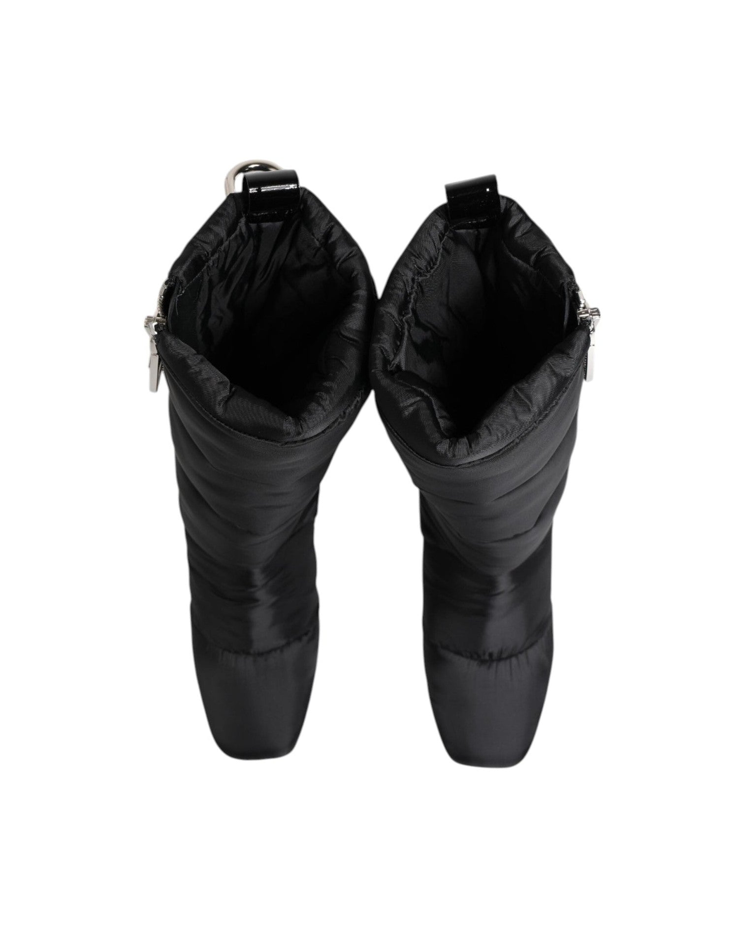 Dolce & Gabbana Black Padded Mid Calf Logo Heel Boots Shoes Glam Steals