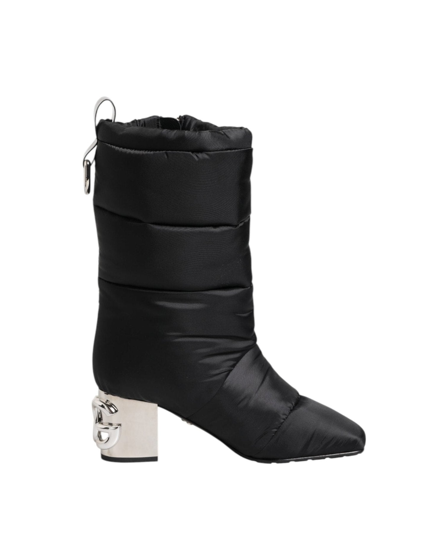 Dolce & Gabbana Black Padded Mid Calf Logo Heel Boots Shoes Glam Steals