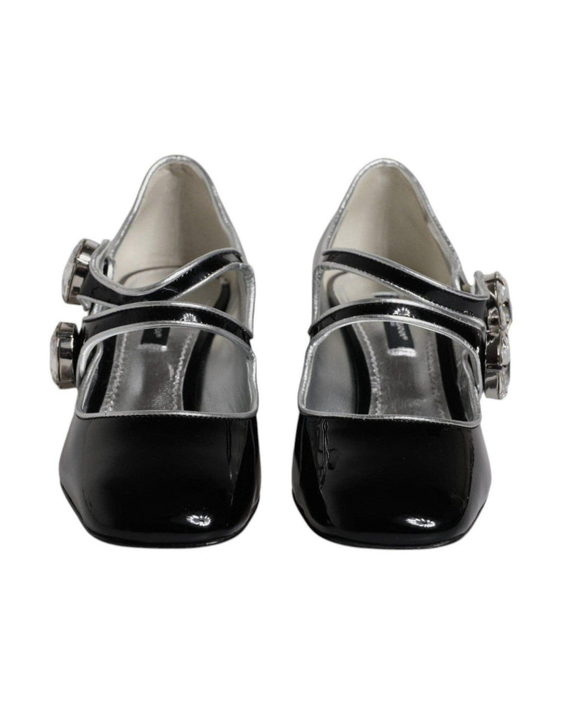 Dolce & Gabbana Black Patent Leather Crystal Mary Jane Pumps Shoes Heels