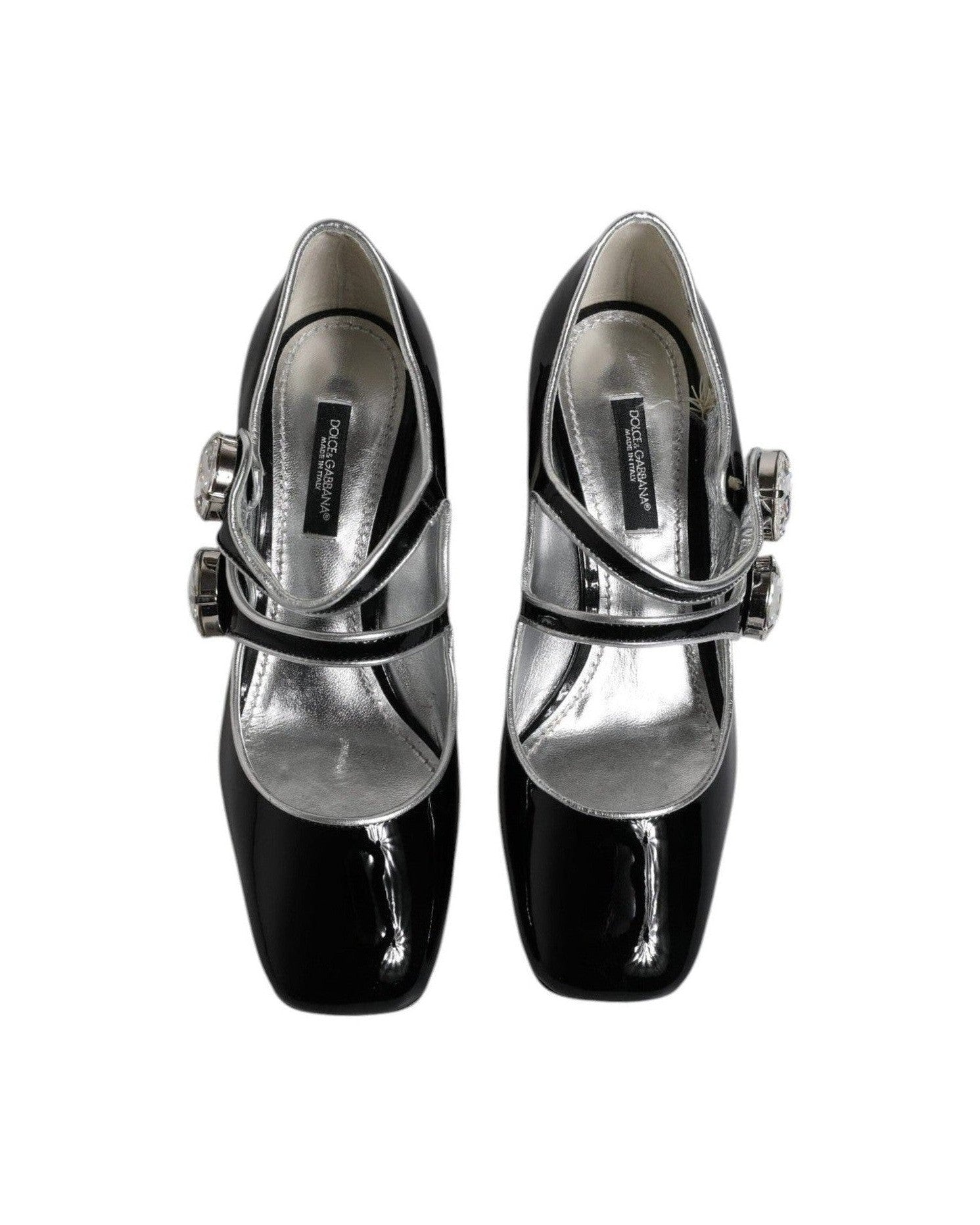 Dolce & Gabbana Black Patent Leather Crystal Mary Jane Pumps Shoes Heels