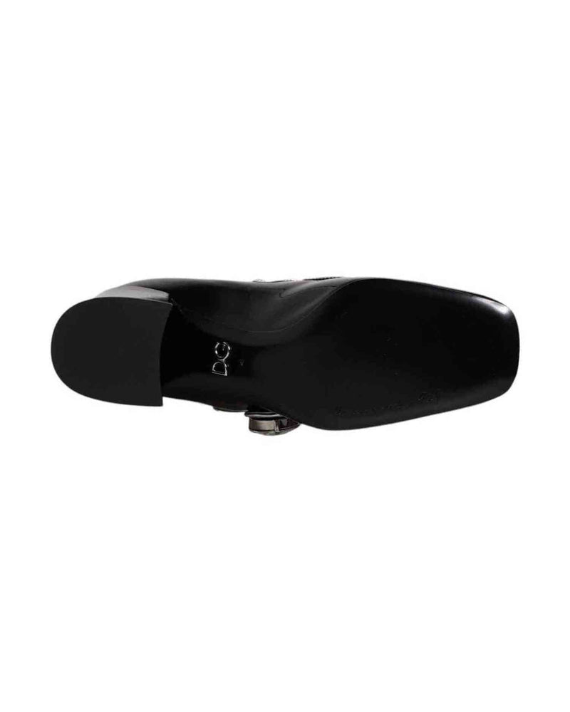 Dolce & Gabbana Black Patent Leather Crystal Mary Jane Pumps Shoes Heels