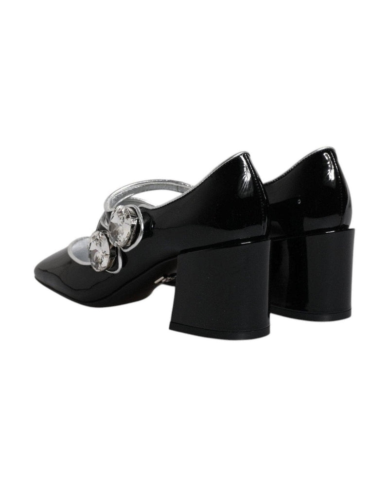 Dolce & Gabbana Black Patent Leather Crystal Mary Jane Pumps Shoes Glam Steals
