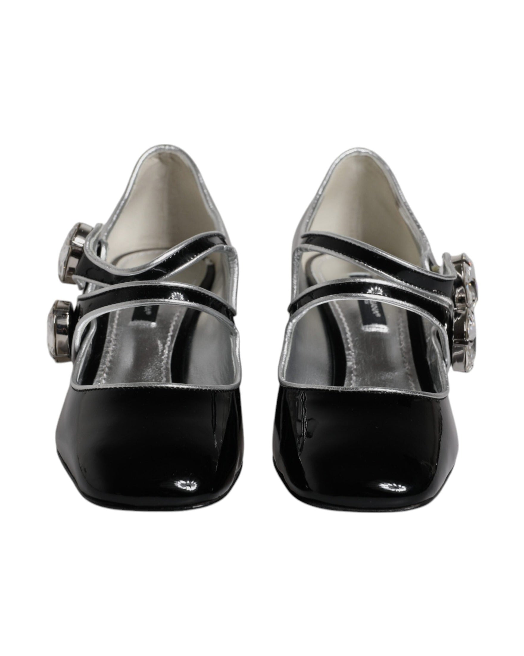 Dolce & Gabbana Black Patent Leather Crystal Mary Jane Pumps Shoes Glam Steals