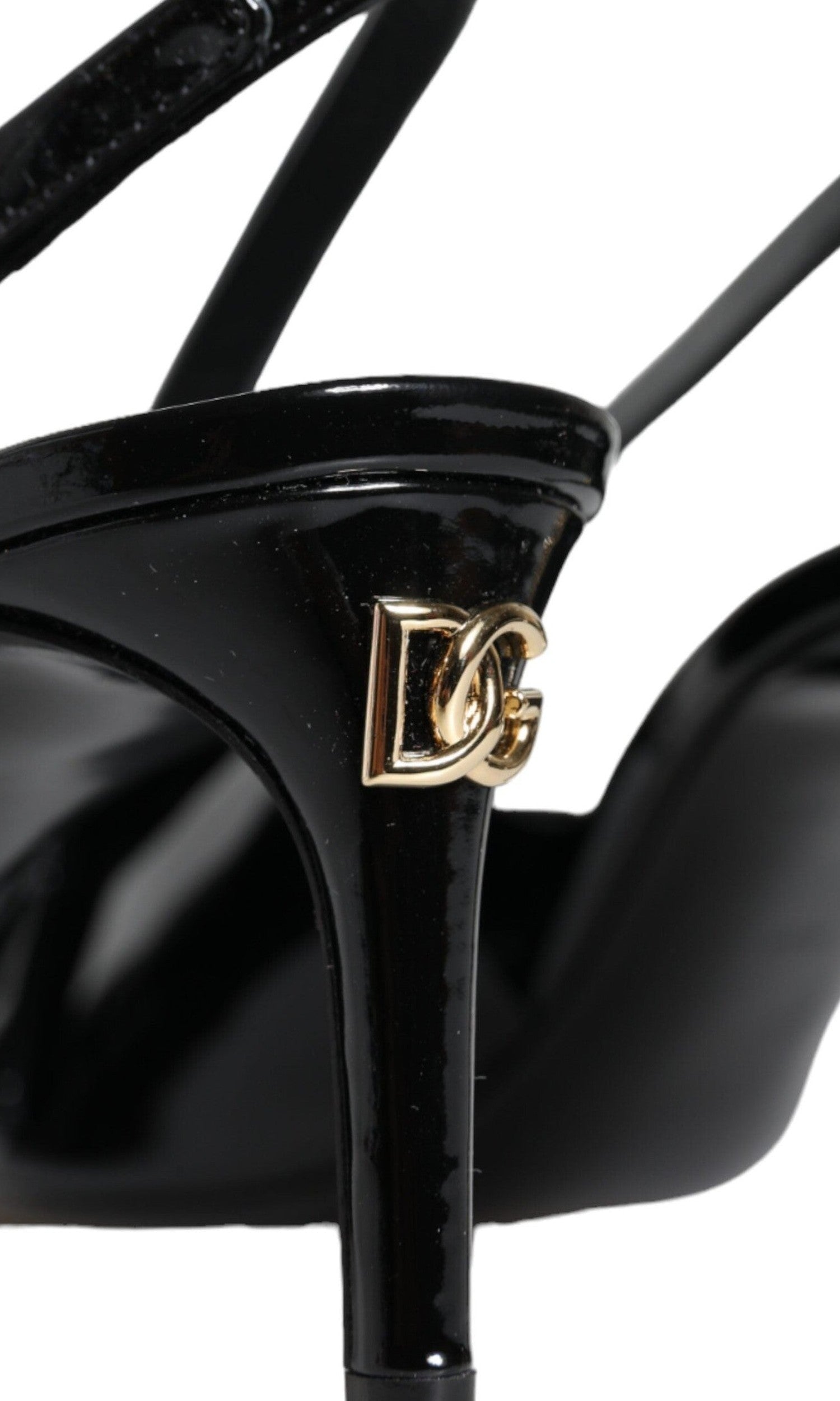 Dolce & Gabbana Black Patent Leather Heels Slingback Shoes Glam Steals