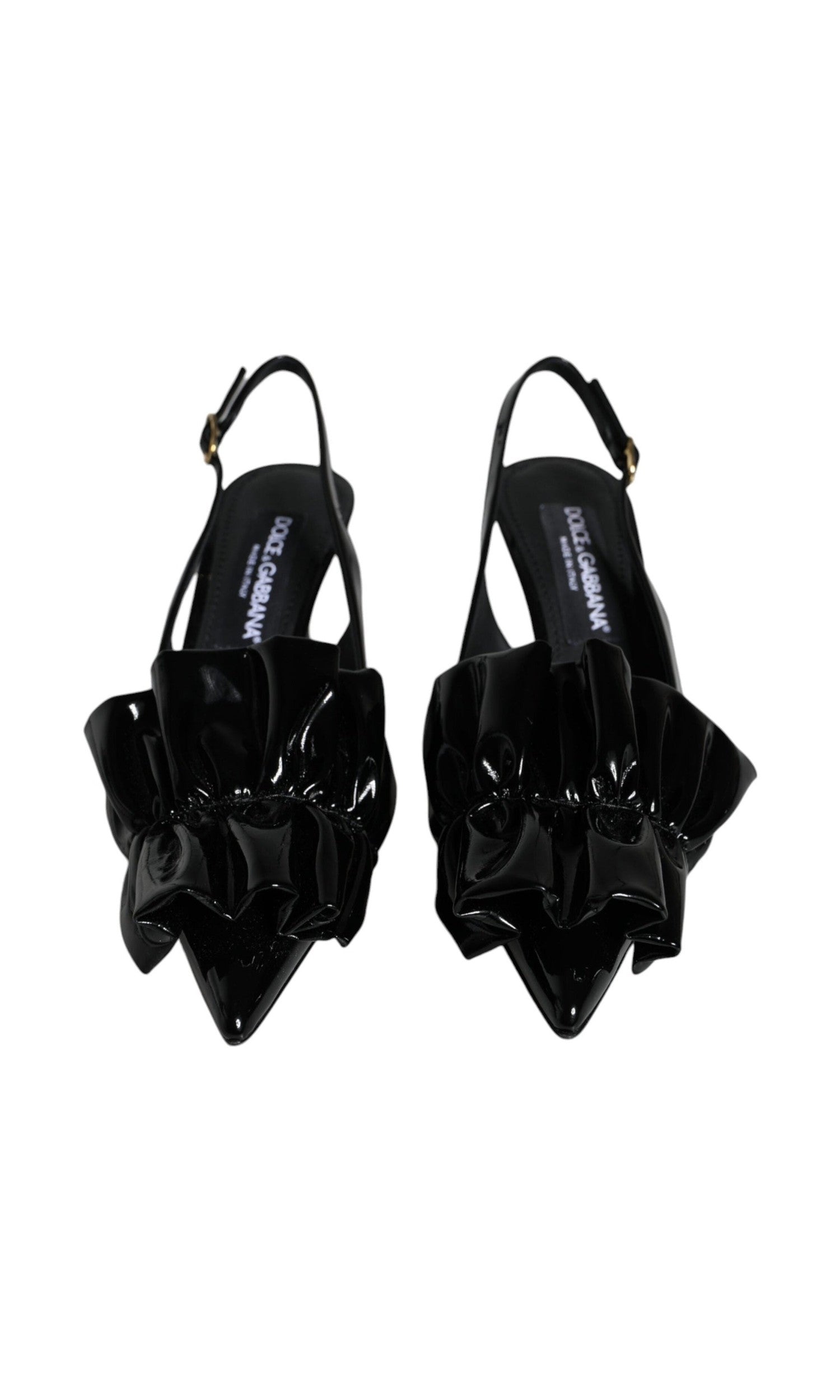 Dolce & Gabbana Black Patent Leather Heels Slingback Shoes Glam Steals