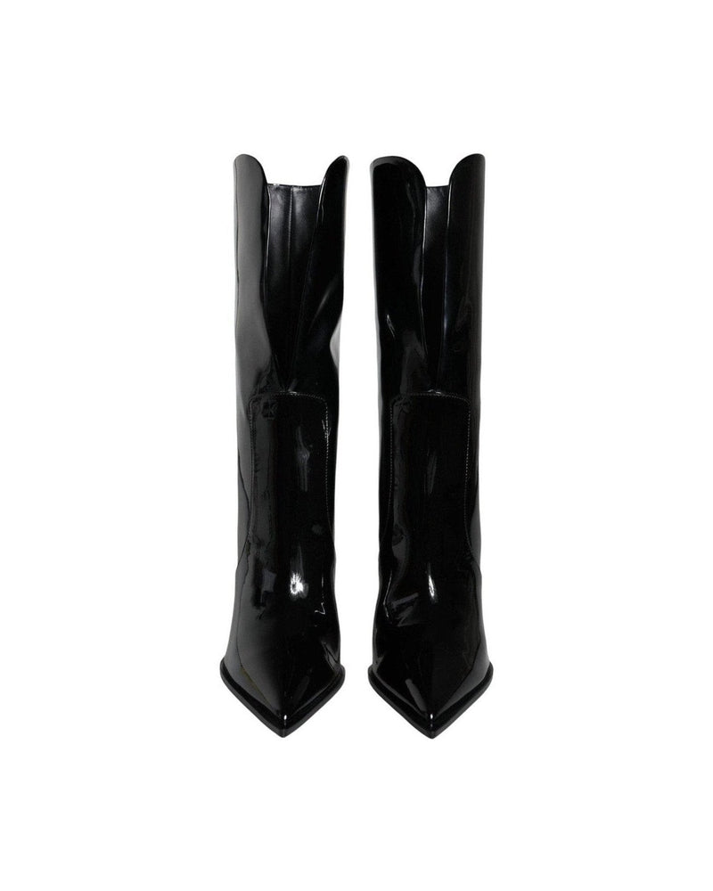Dolce & Gabbana Black Patent Leather Mid Calf Boots Shoes Glam Steals