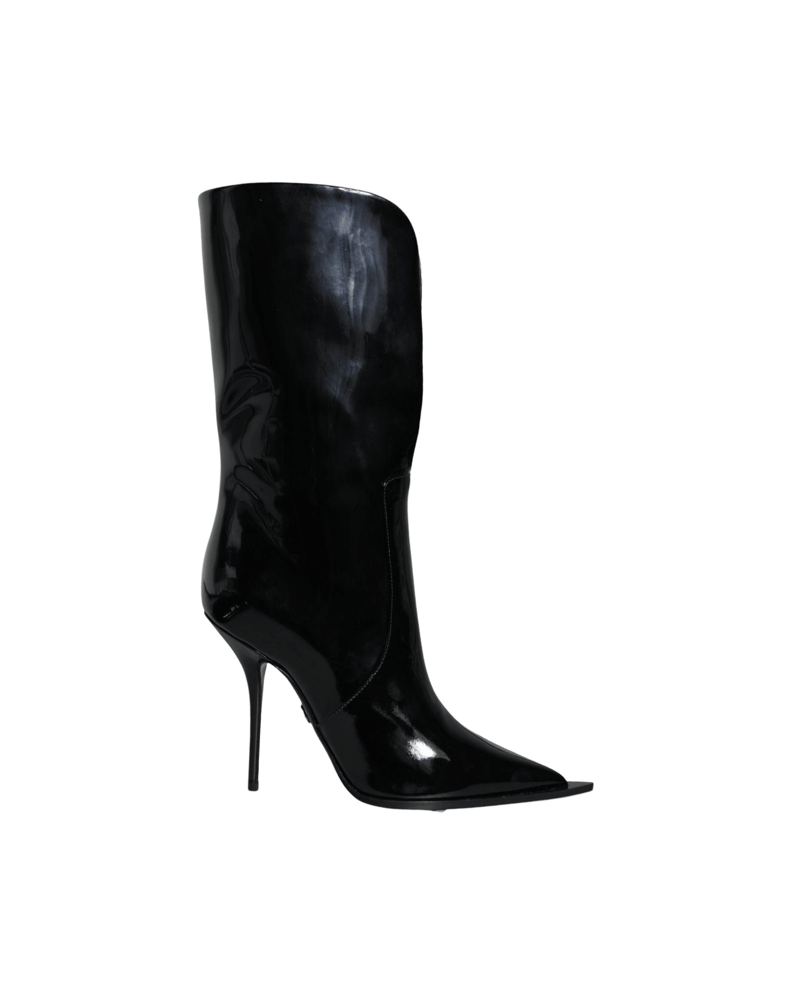 Dolce & Gabbana Black Patent Leather Mid Calf Boots Shoes Glam Steals