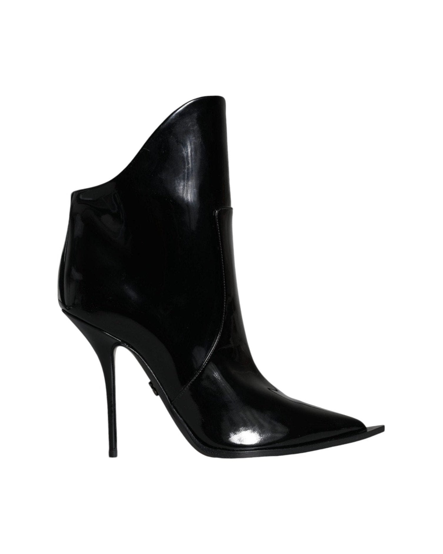 Dolce & Gabbana Black Patent Leather Pointed Ankle Boots Shoes Glam Steals