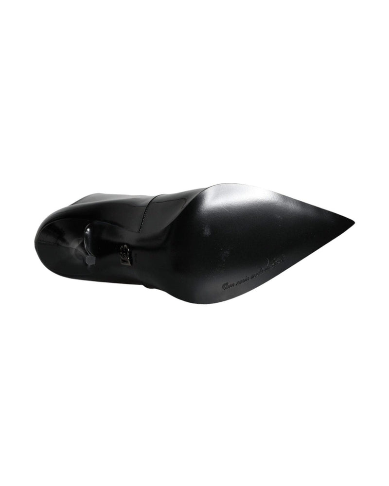 Dolce & Gabbana Black Patent Leather Pointed Ankle Boots Shoes Glam Steals
