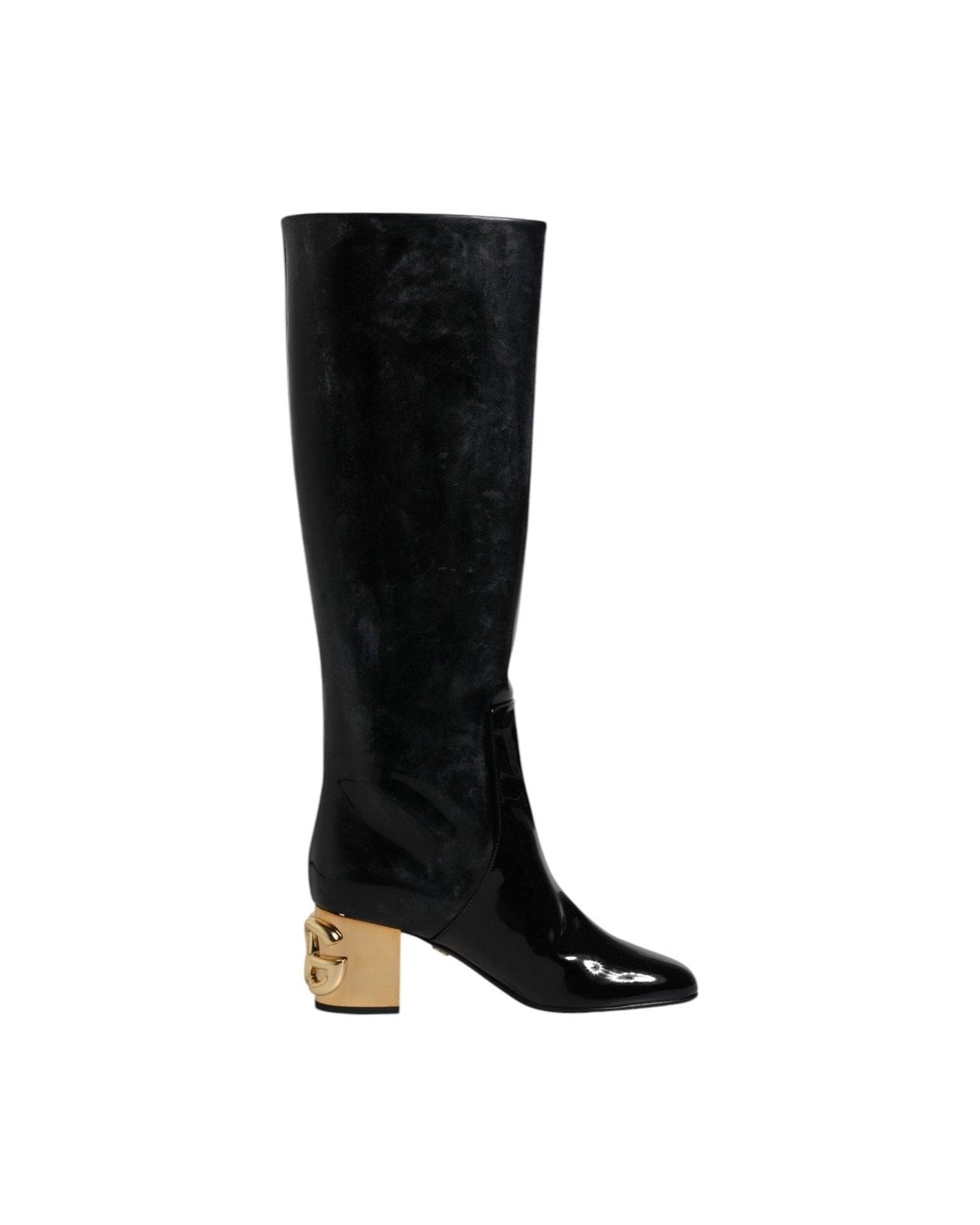 Dolce & Gabbana Black Patent Leather Vally High Boots Shoes Glam Steals