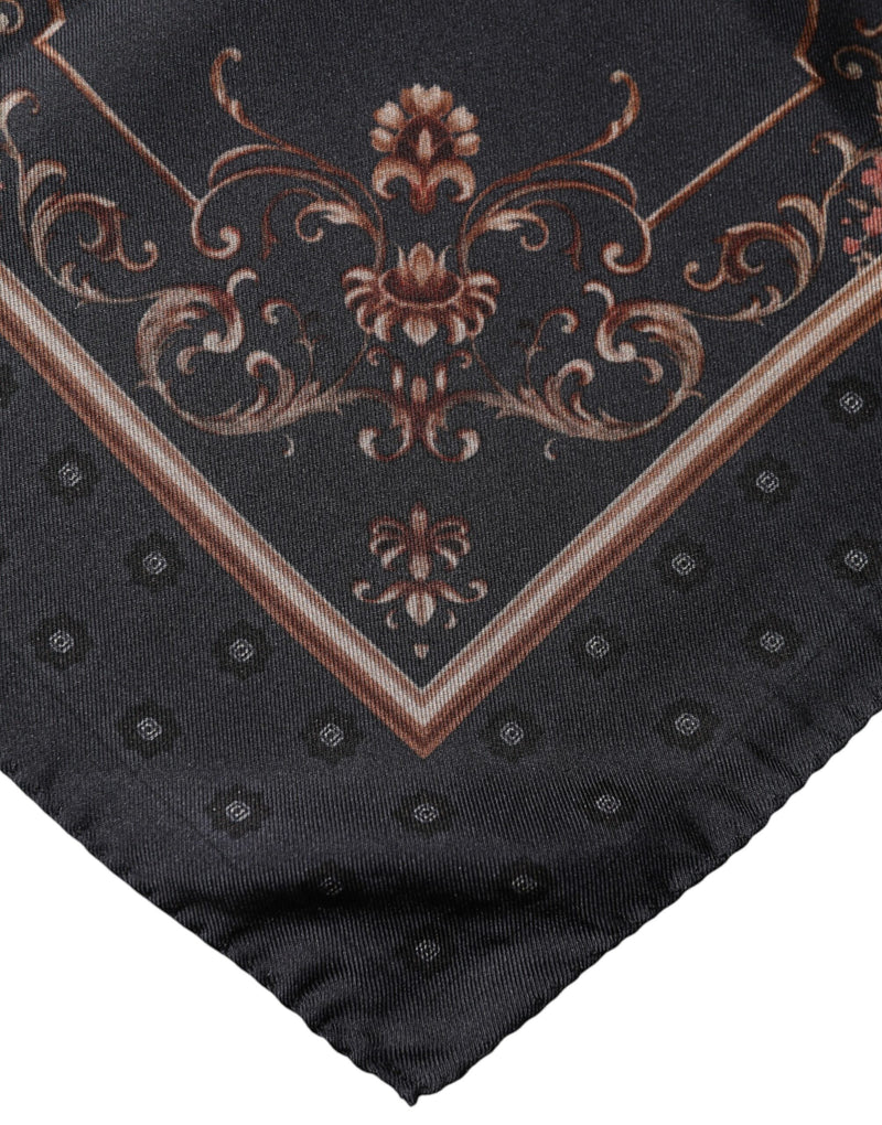 Dolce & Gabbana Black Patterned Square Foulard Scarf Glam Steals