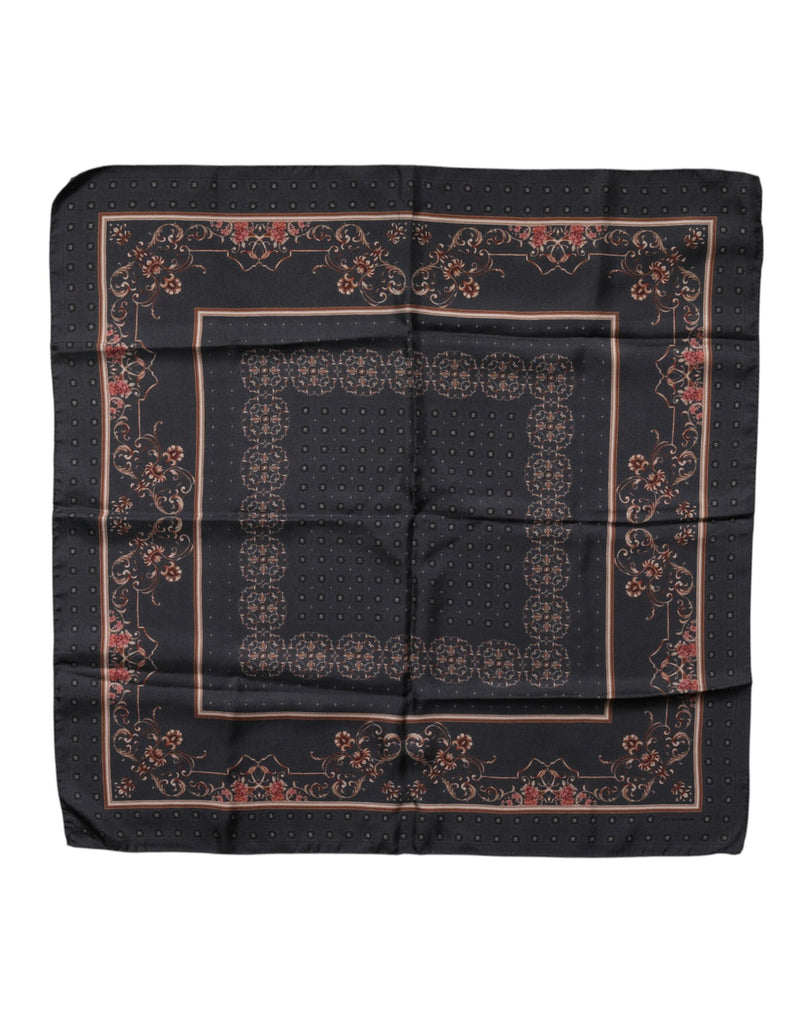 Dolce & Gabbana Black Patterned Square Foulard Scarf Glam Steals