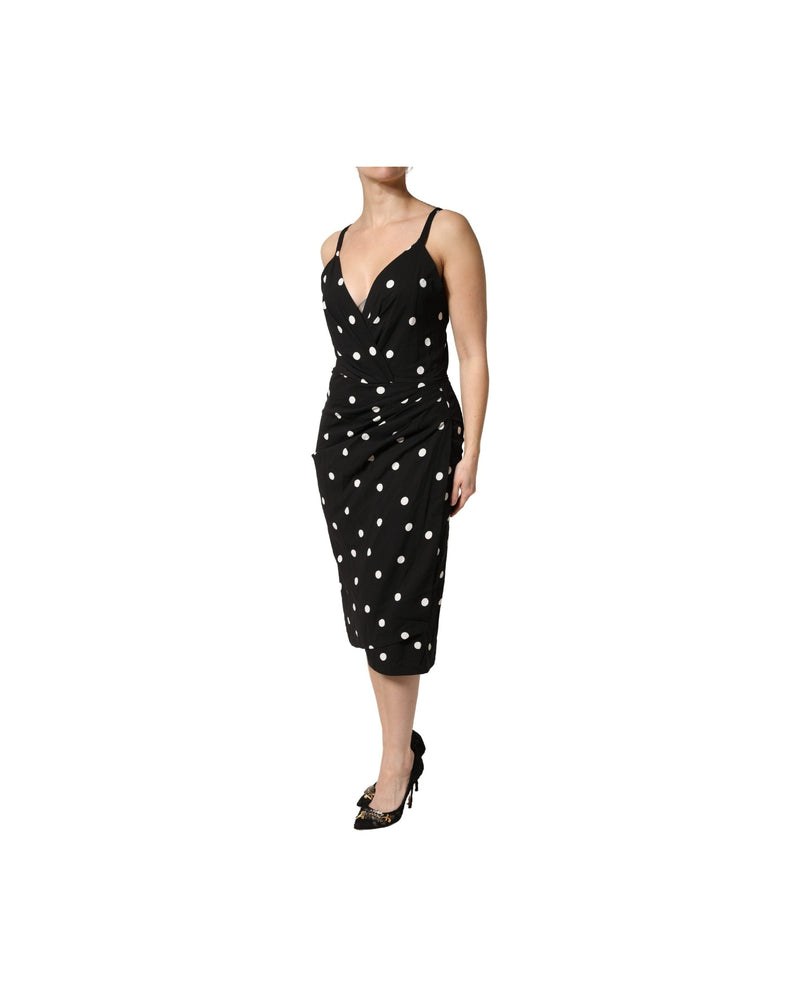 Dolce & Gabbana Black Polka Dotted Viscose Sheath Dress Glam Steals
