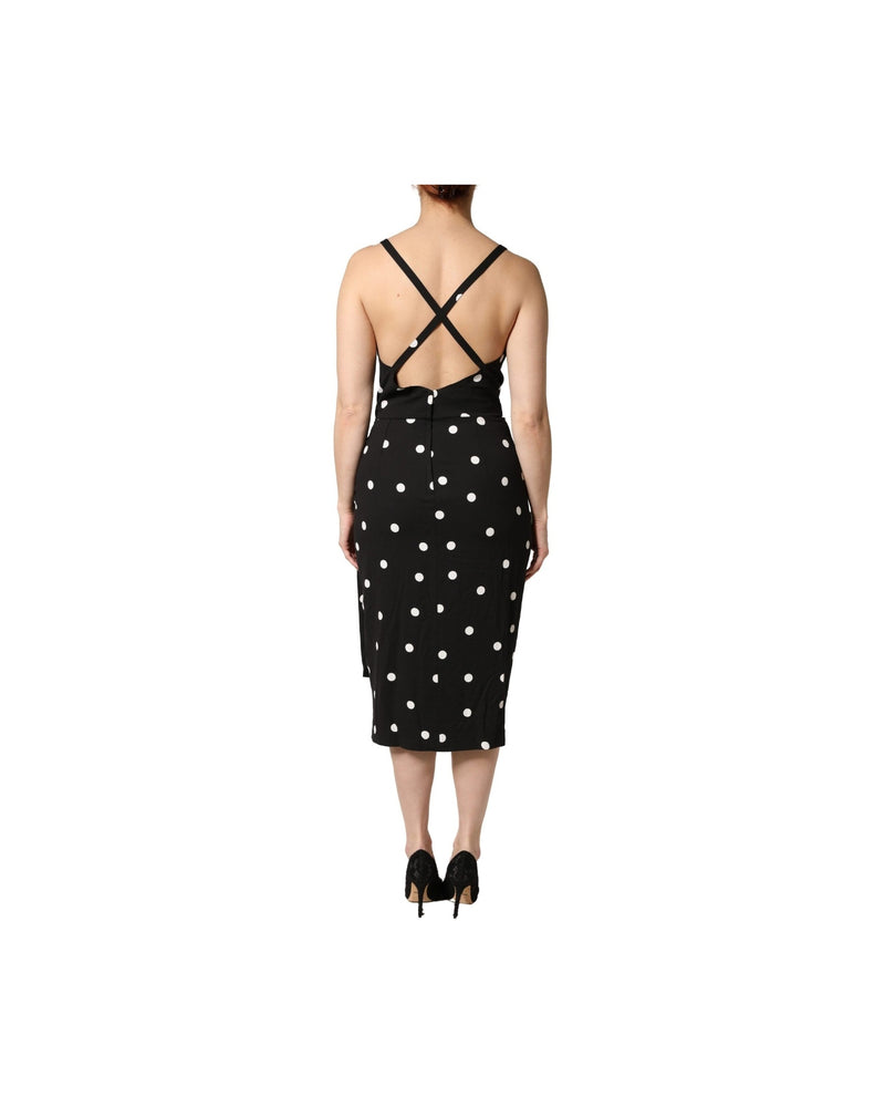 Dolce & Gabbana Black Polka Dotted Viscose Sheath Dress Glam Steals
