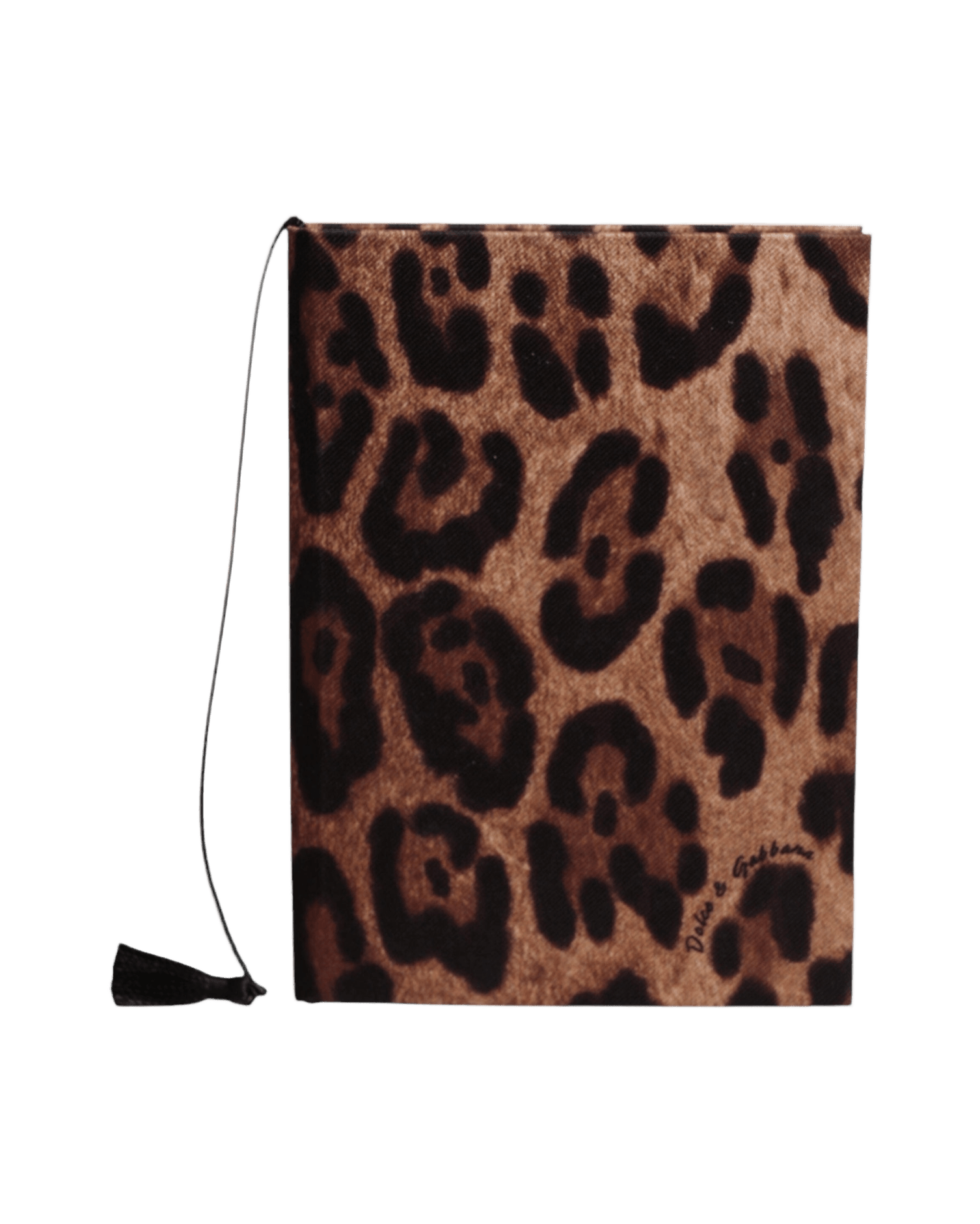 Dolce & Gabbana Black Polyester Brown Leopard Logo Print Small Notebook Glam Steals
