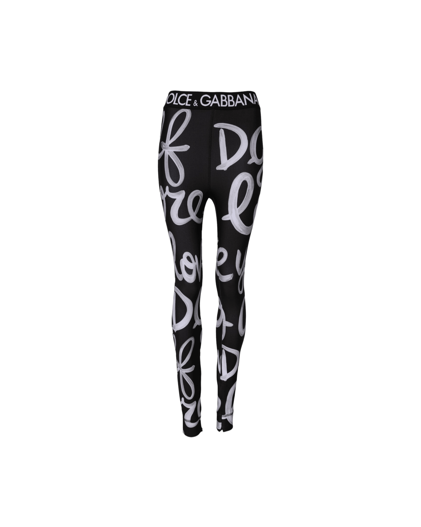 Dolce & Gabbana Black Polyester Logo Print Mid Waisted Pant Glam Steals