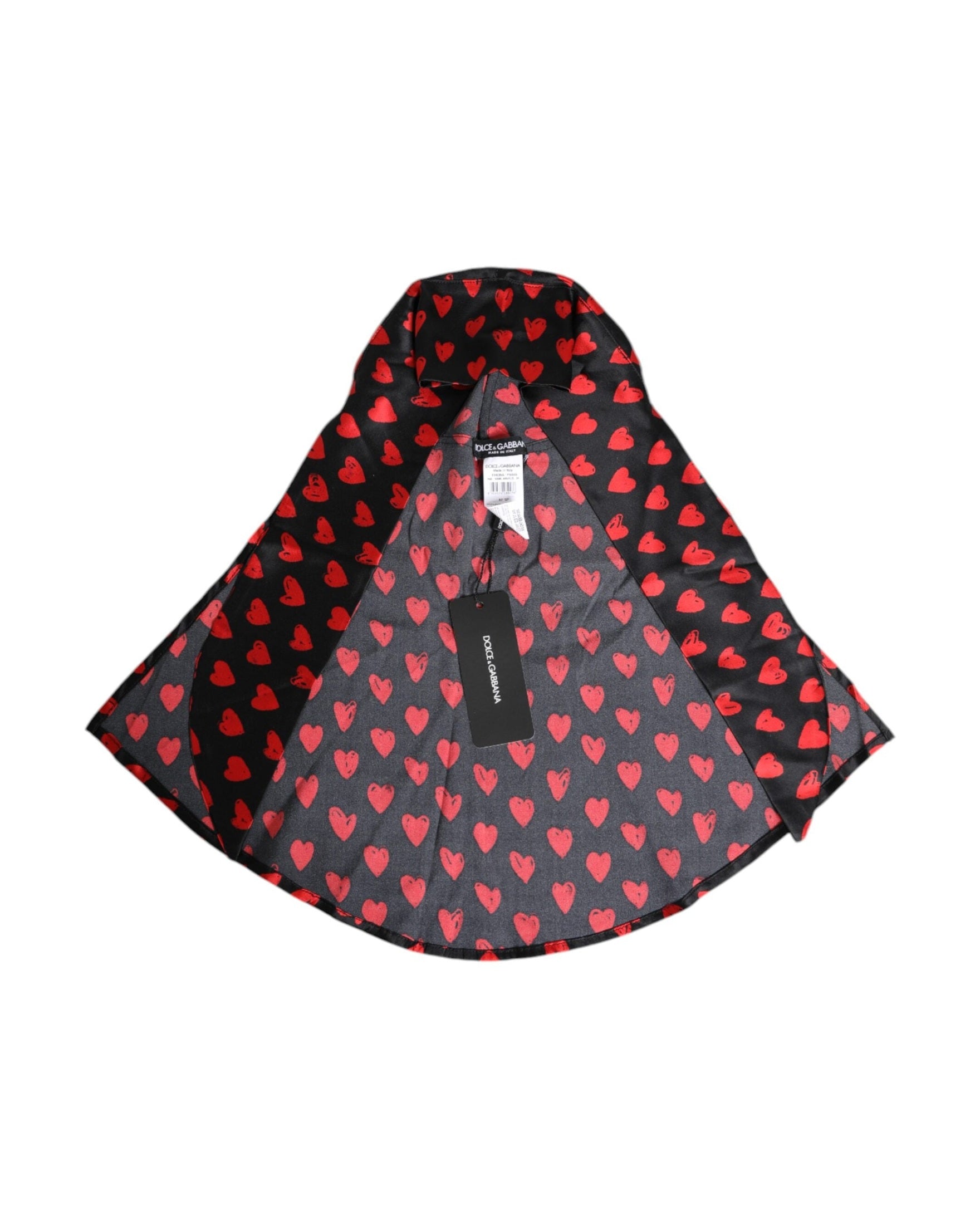 Dolce & Gabbana Black Polyester Red Hearts Hat Glam Steals