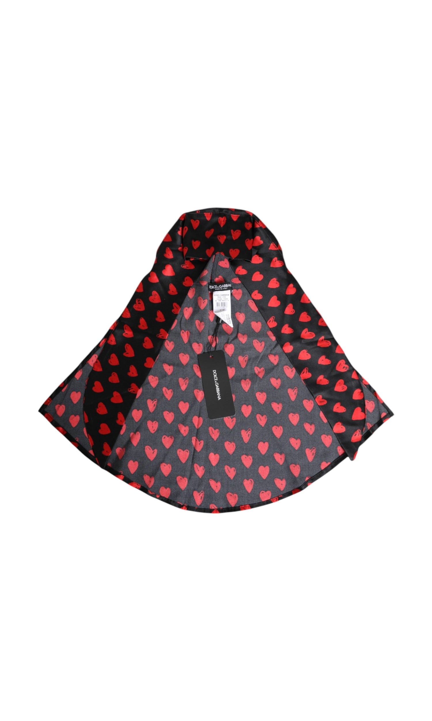 Dolce & Gabbana Black Polyester Red Hearts Hat Glam Steals