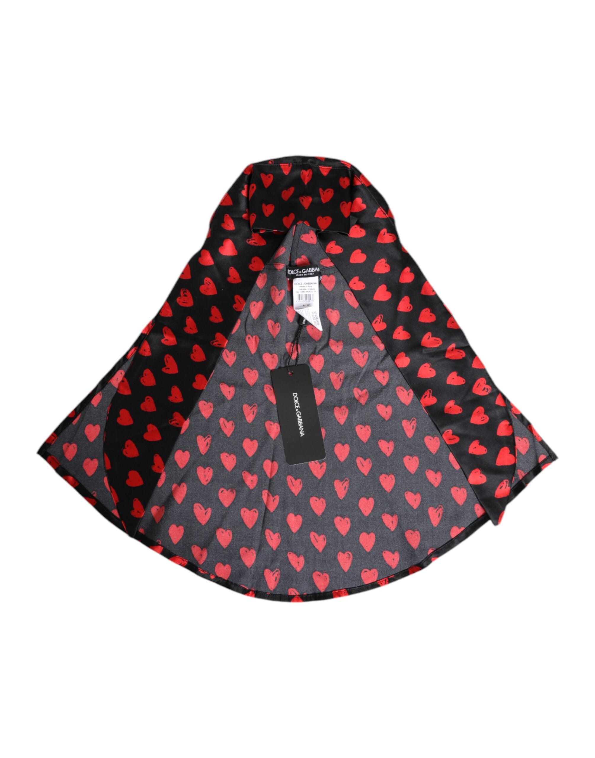 Dolce & Gabbana Black Polyester Red Hearts Hat Glam Steals