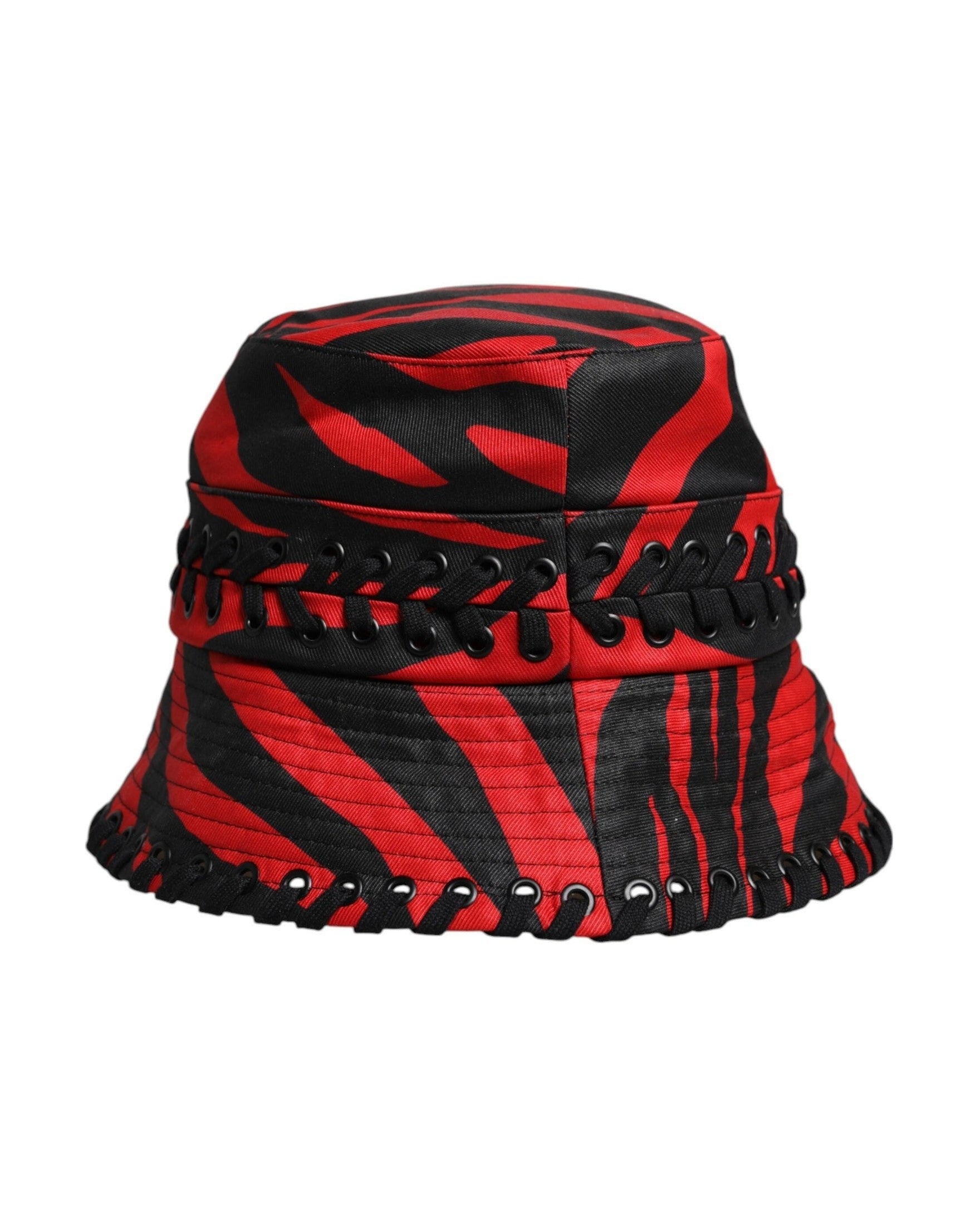 Dolce & Gabbana Black Polyester Red Stripe Wide Brim Bucket Hat Glam Steals