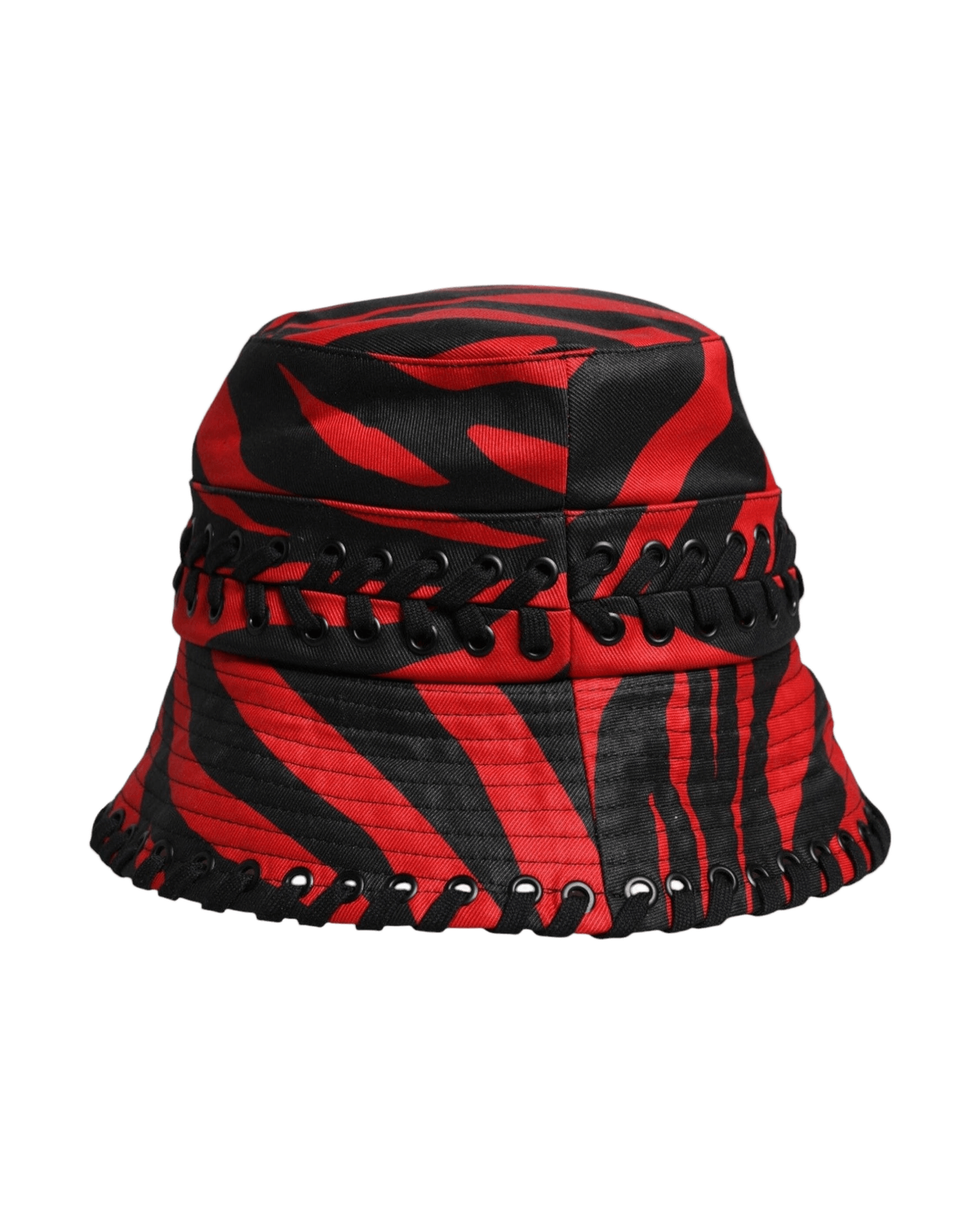 Dolce & Gabbana Black Polyester Red Stripe Wide Brim Bucket Hat Glam Steals
