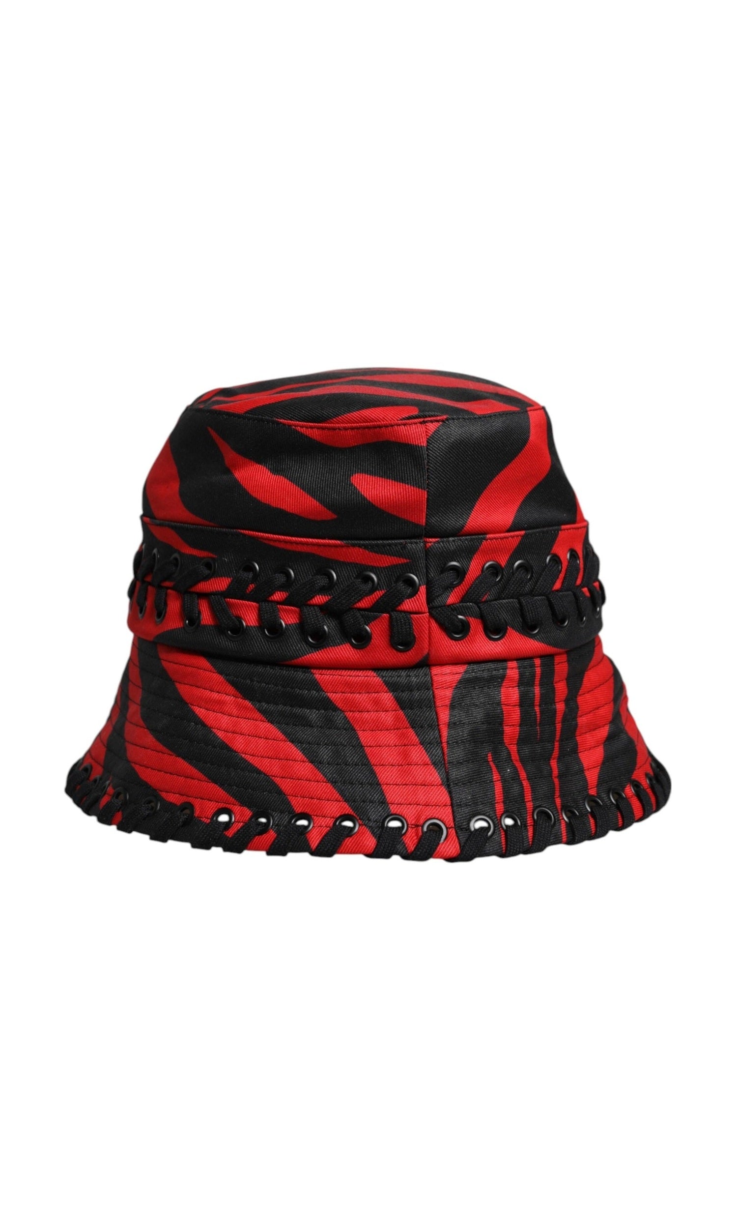 Dolce & Gabbana Black Polyester Red Stripe Wide Brim Bucket Hat Glam Steals
