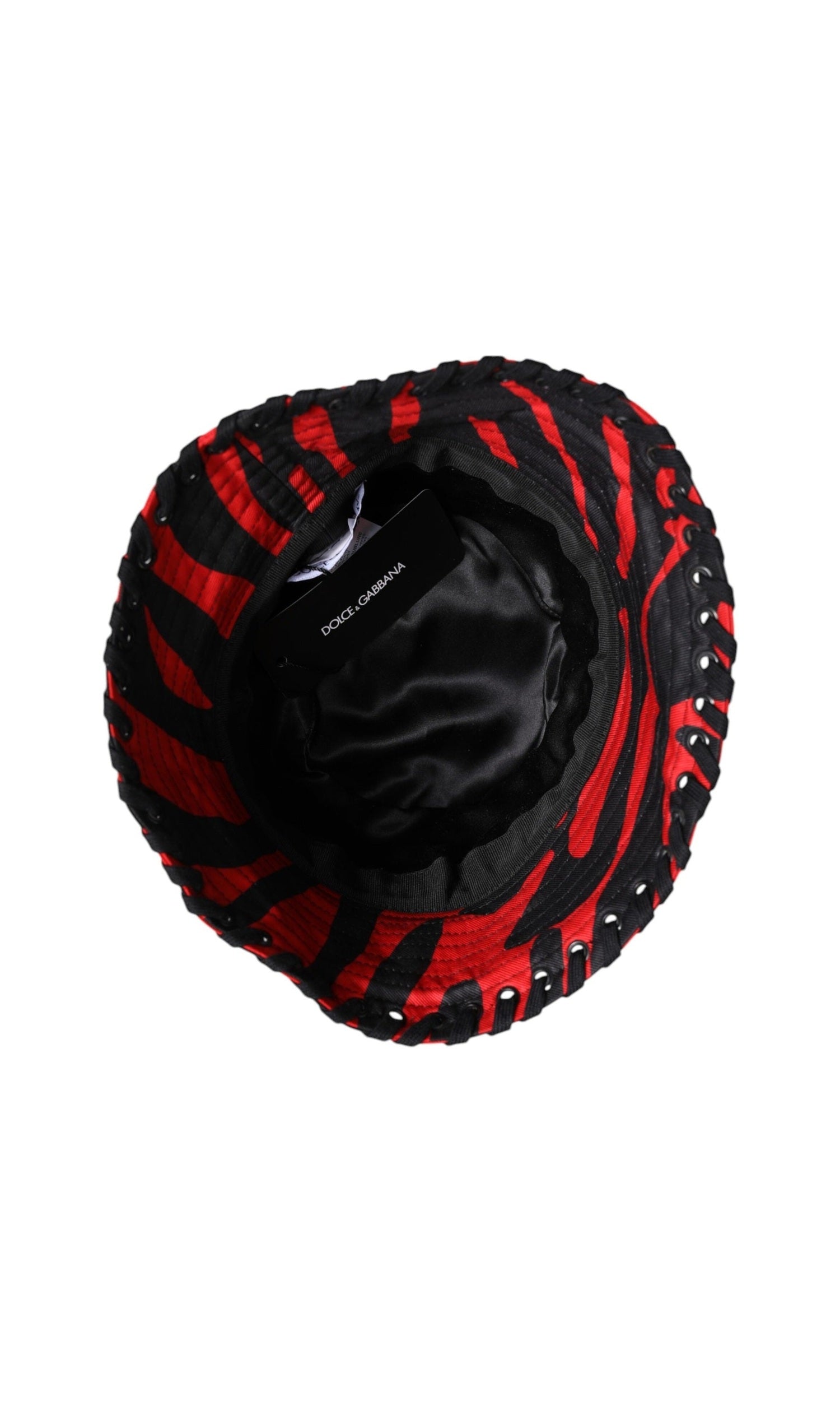 Dolce & Gabbana Black Polyester Red Stripe Wide Brim Bucket Hat Glam Steals