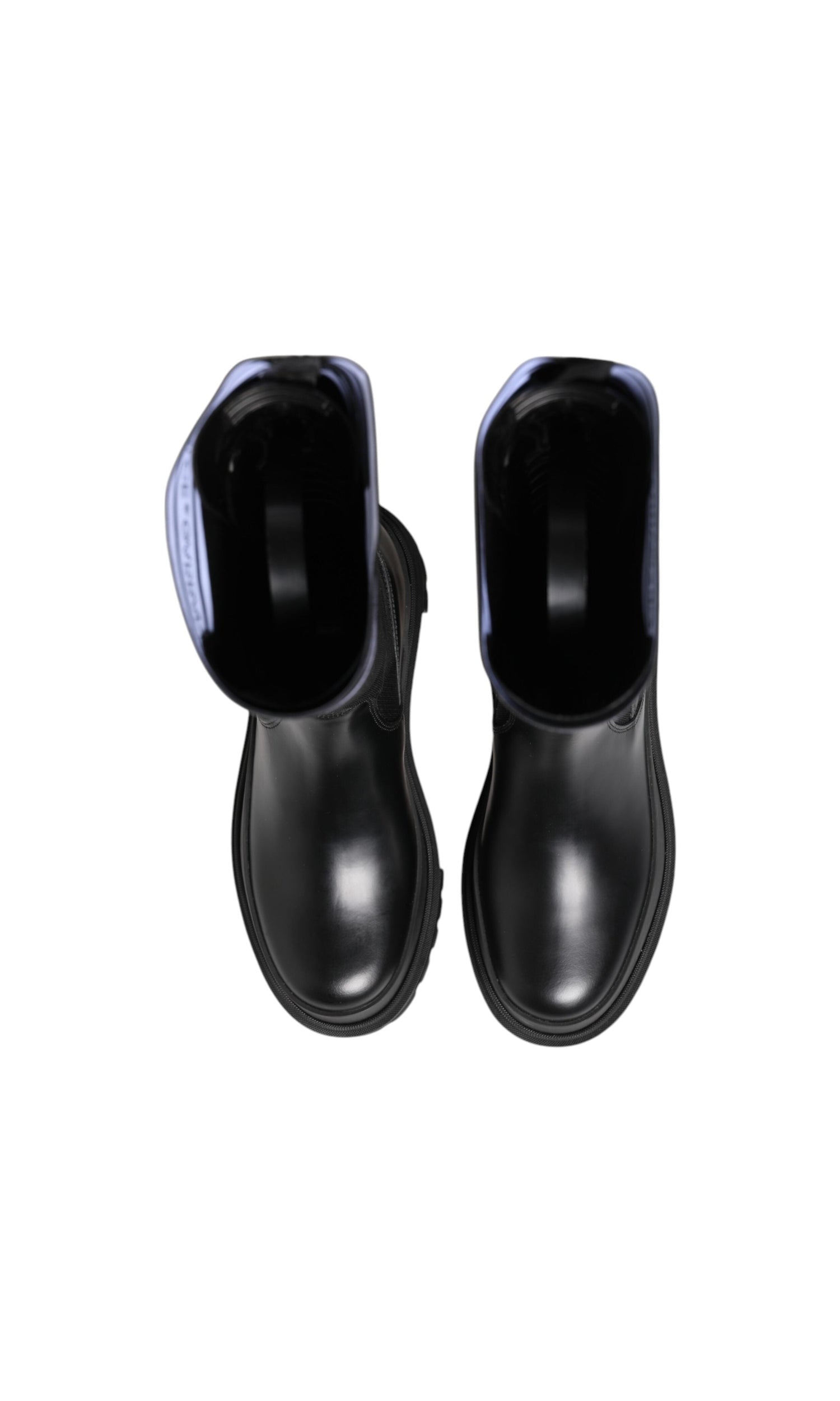 Dolce & Gabbana Black Polyester White Socks High Boots Shoes Glam Steals