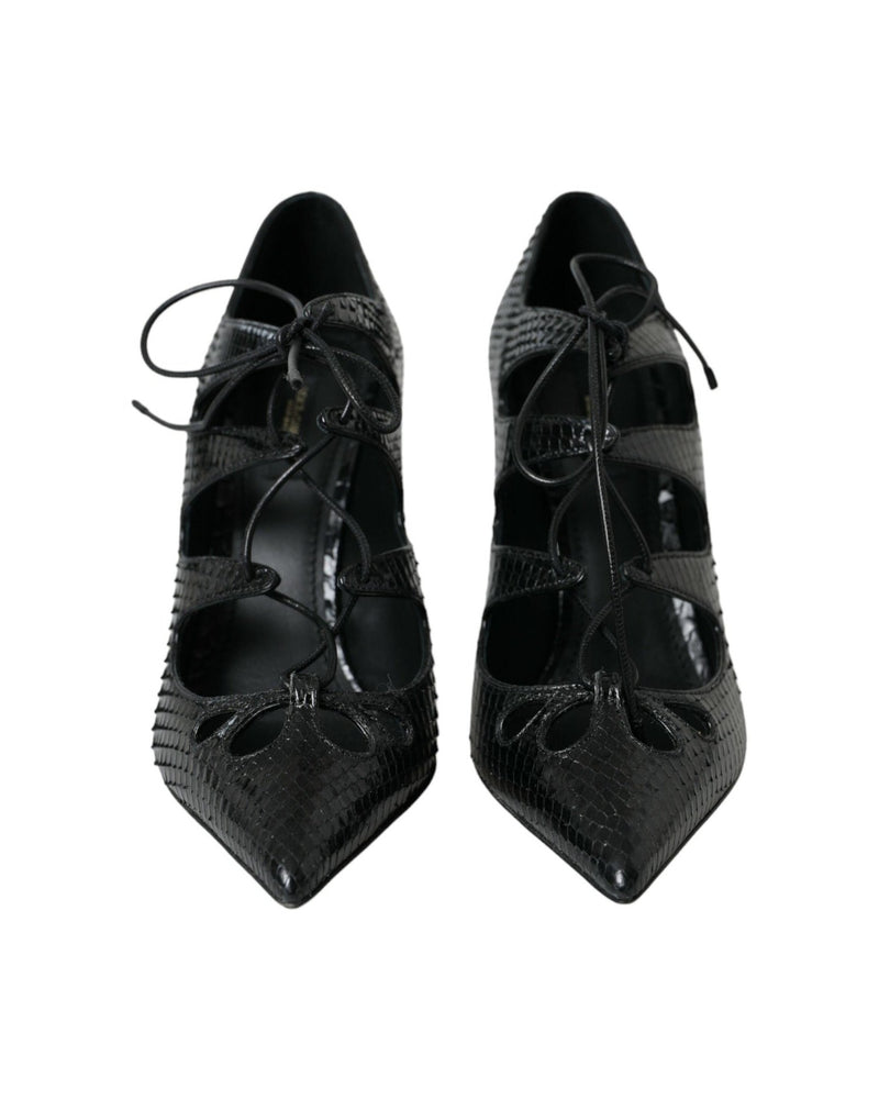 Dolce & Gabbana Black Python Leather Mary Jane Pumps Shoes Heels