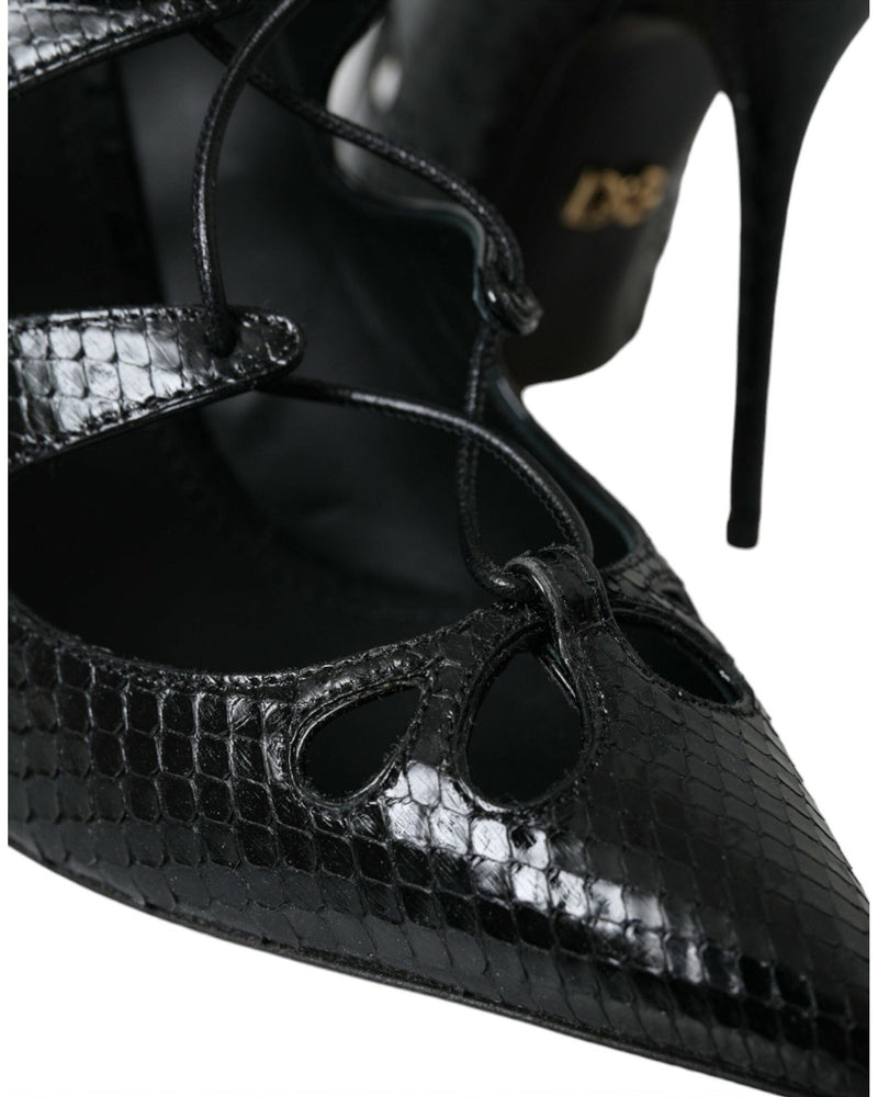 Dolce & Gabbana Black Python Leather Mary Jane Pumps Shoes Heels